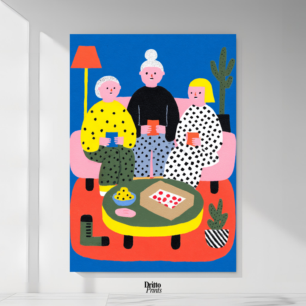 (PD36) Retro Sleepover – Pizza, Batman & 80s Living Room Poster