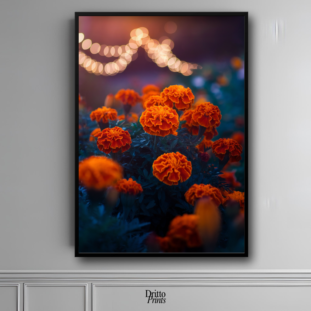 (FD19) Golden Marigolds - Framed matte paper poster