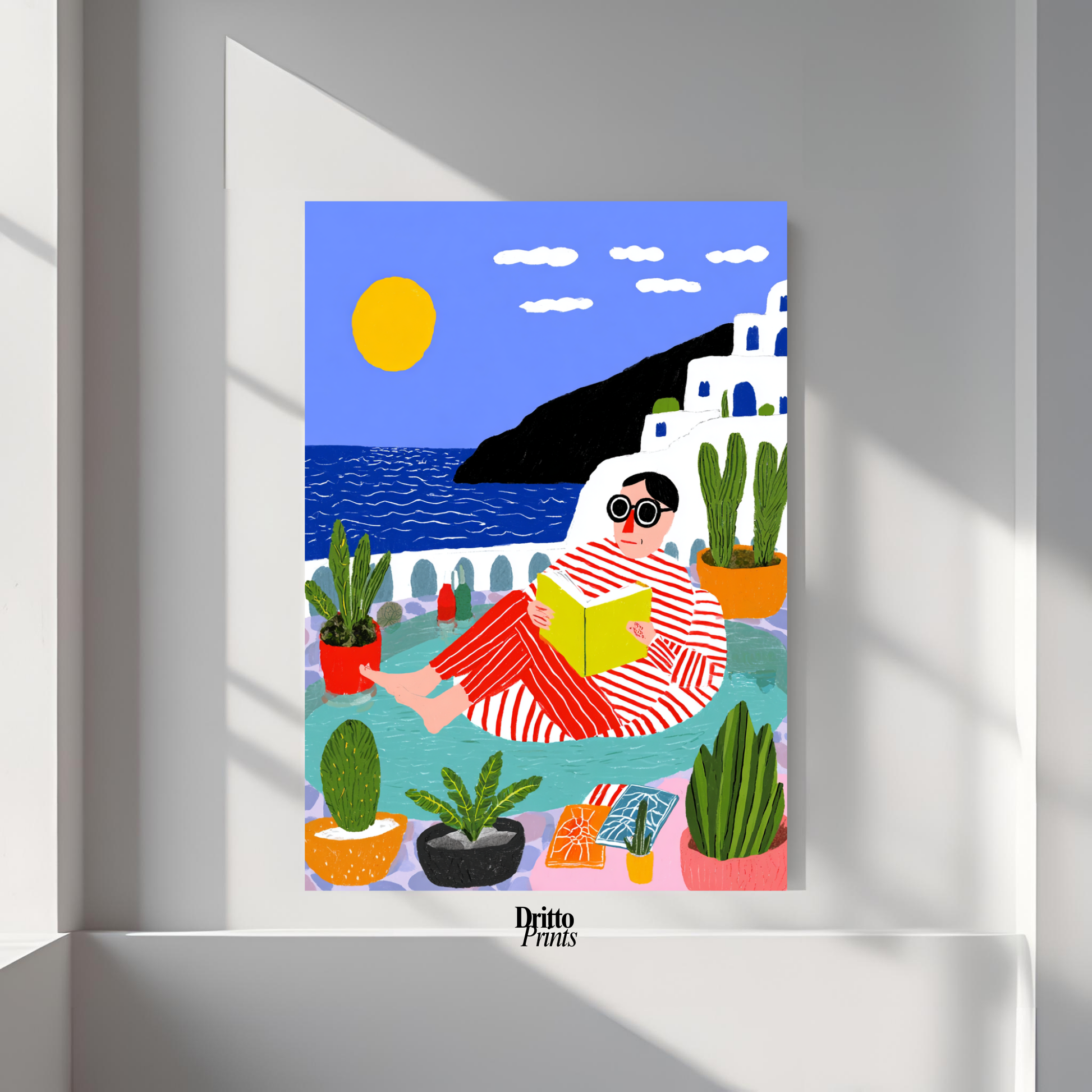 (PD38) Morning Glow at the Villa – 1980s Poolside Poster