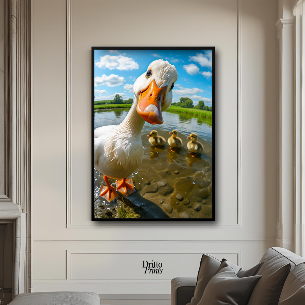 (FD15) Duck, Duck... Hello! - Framed matte paper poster