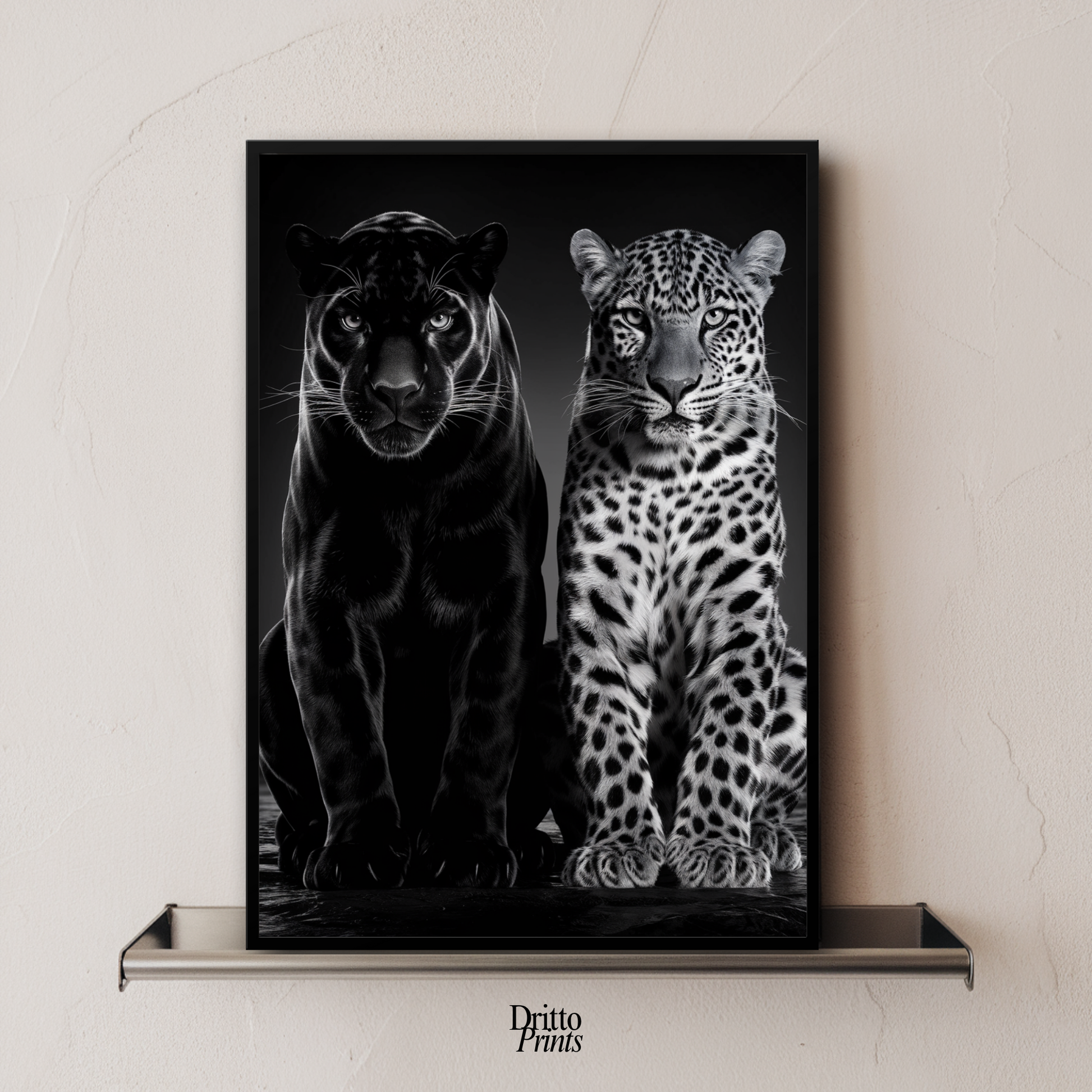 (FD5) Black Panther and Leopard – Silent Royals Framed matte paper poster