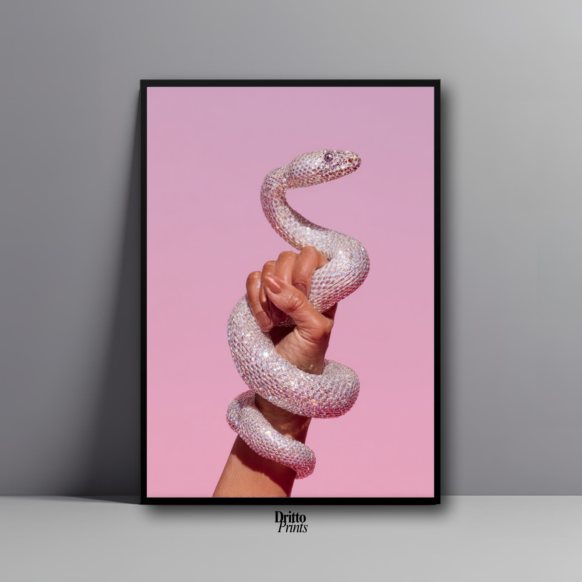 (FD31) Diamond Serpent in Her Hand - Framed matte paper poster