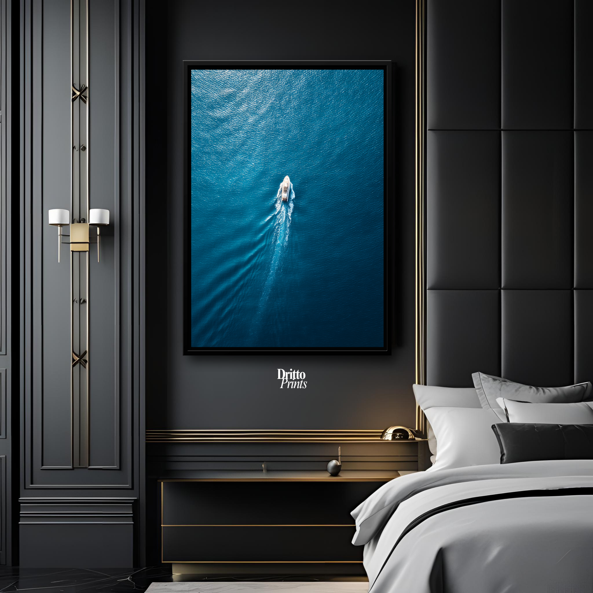 (CF6) Morning Drift Over Blue - Framed canvas