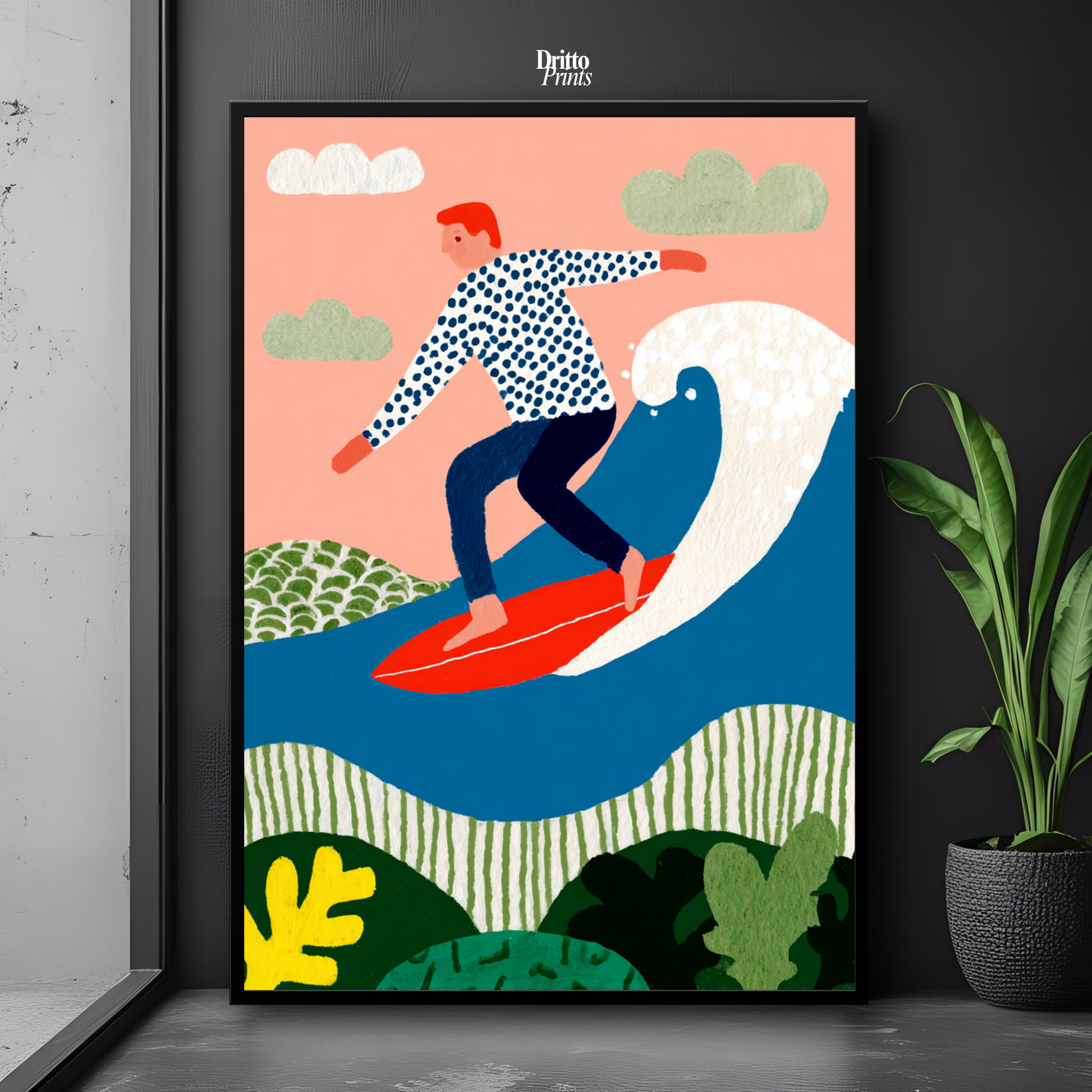 (FD39) Big Wave Ride – Framed matte paper poster