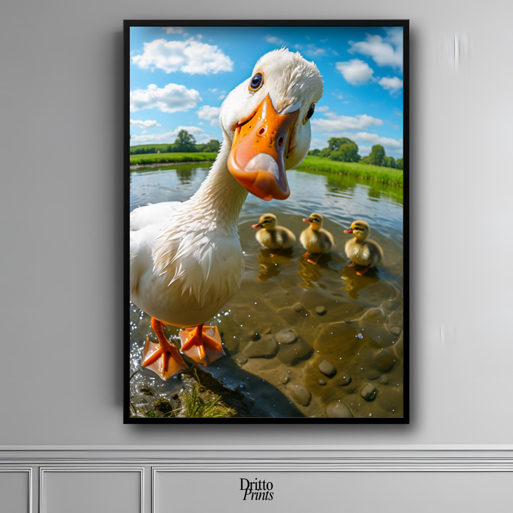 (FD15) Duck, Duck... Hello! - Framed matte paper poster
