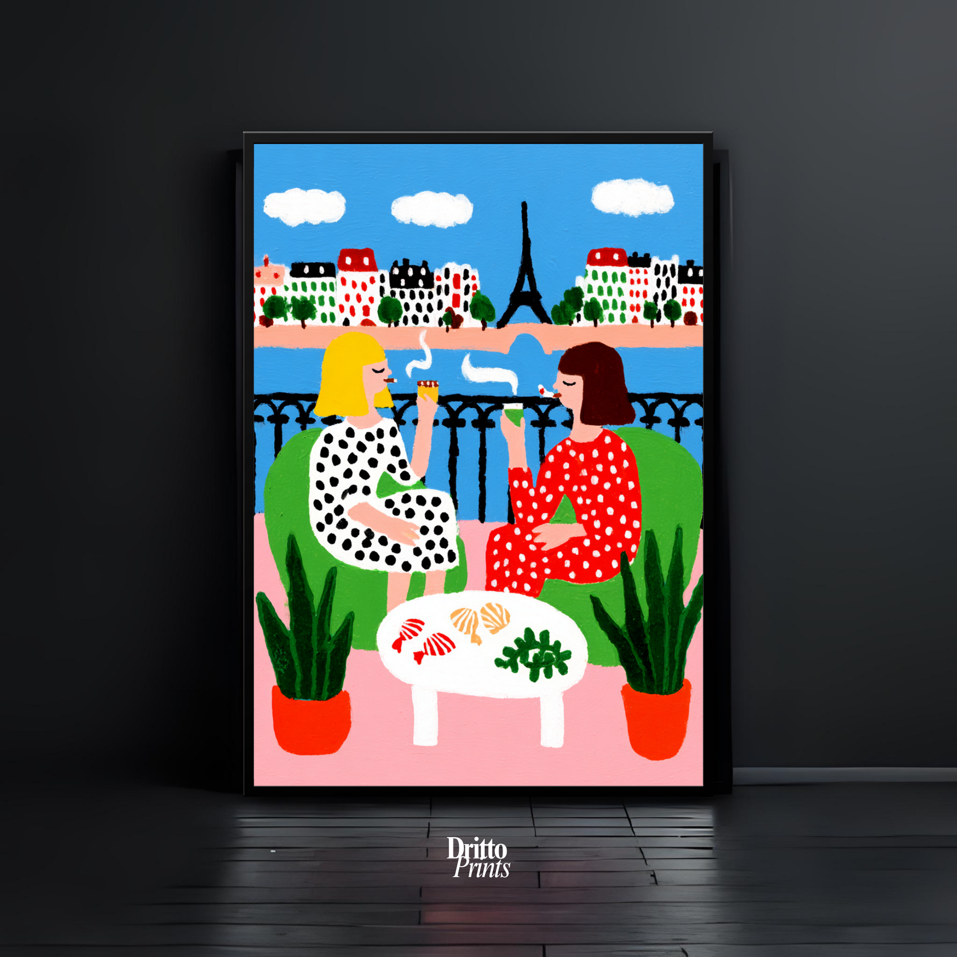 (FD36) Balcony Moments in Paris – Matisse Style Framed Matte Paper Poster