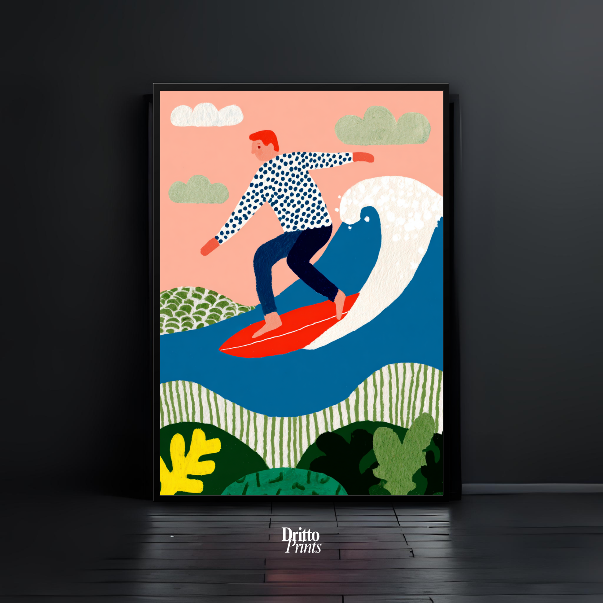 (FD39) Big Wave Ride – Framed matte paper poster