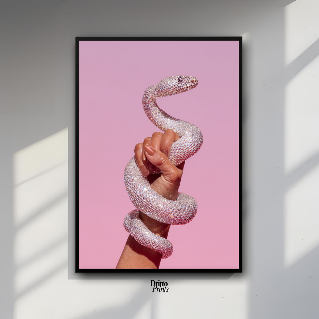 (FD31) Diamond Serpent in Her Hand - Framed matte paper poster