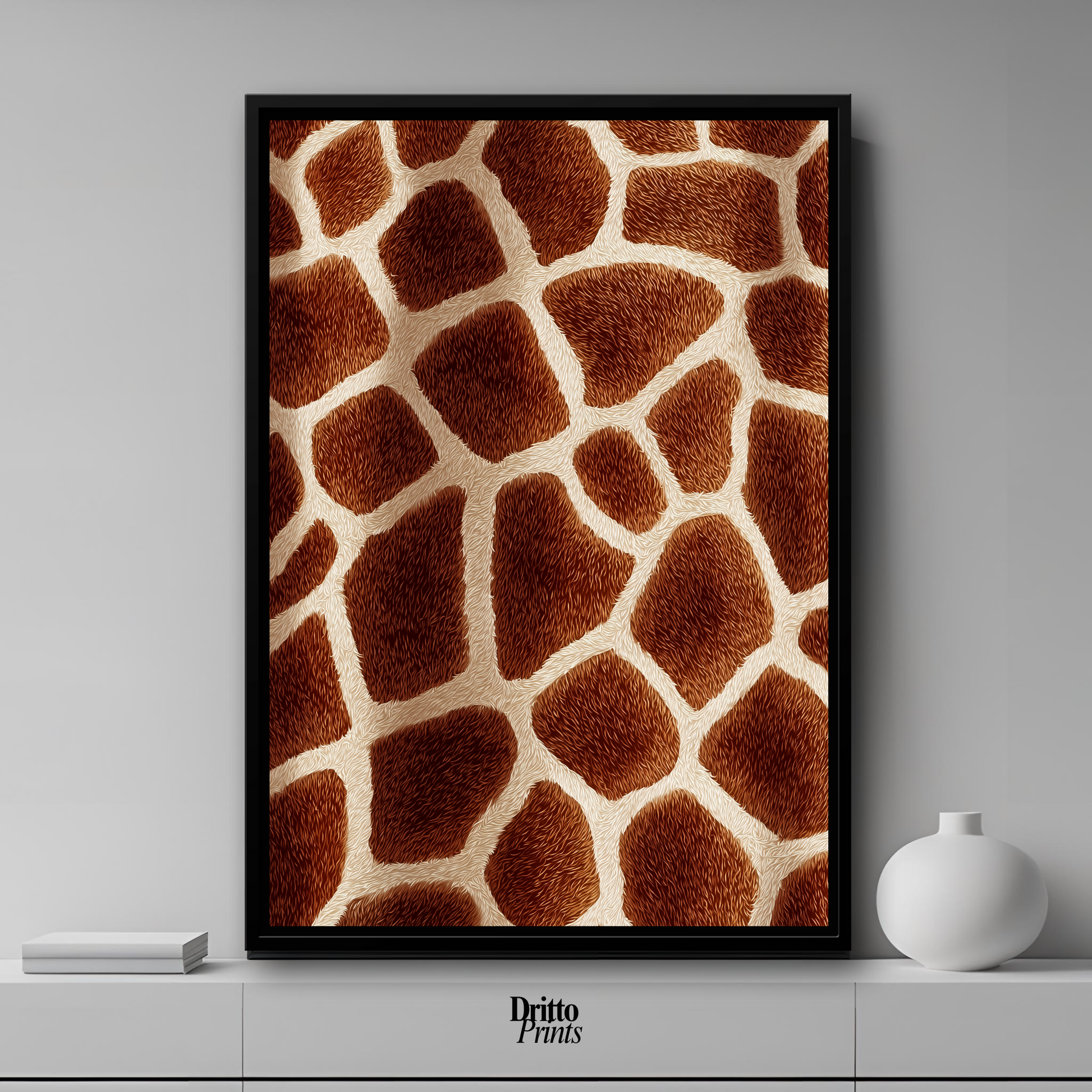 (CF7) Giraffe Stripes Skin Pattern - Framed canvas