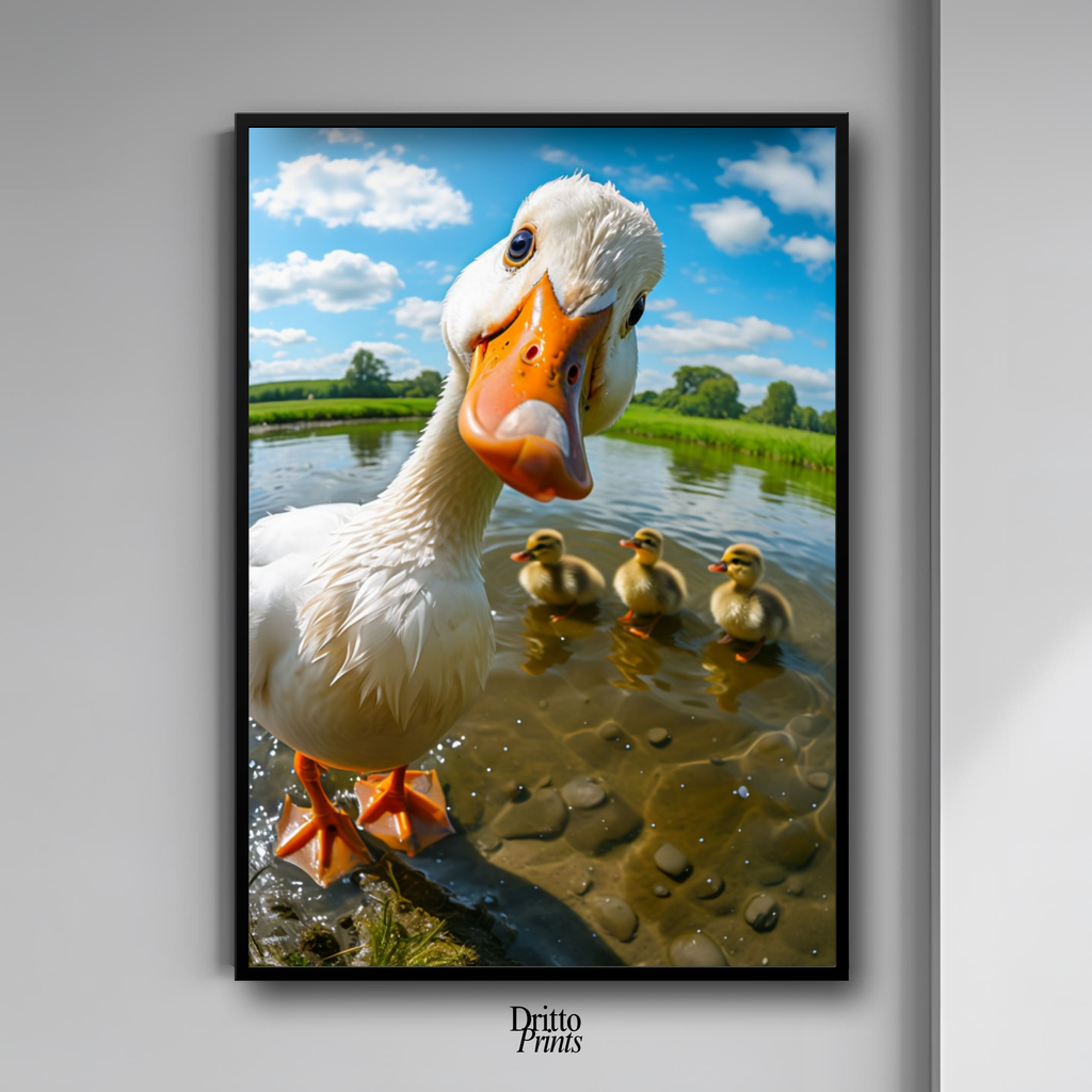 (FD15) Duck, Duck... Hello! - Framed matte paper poster