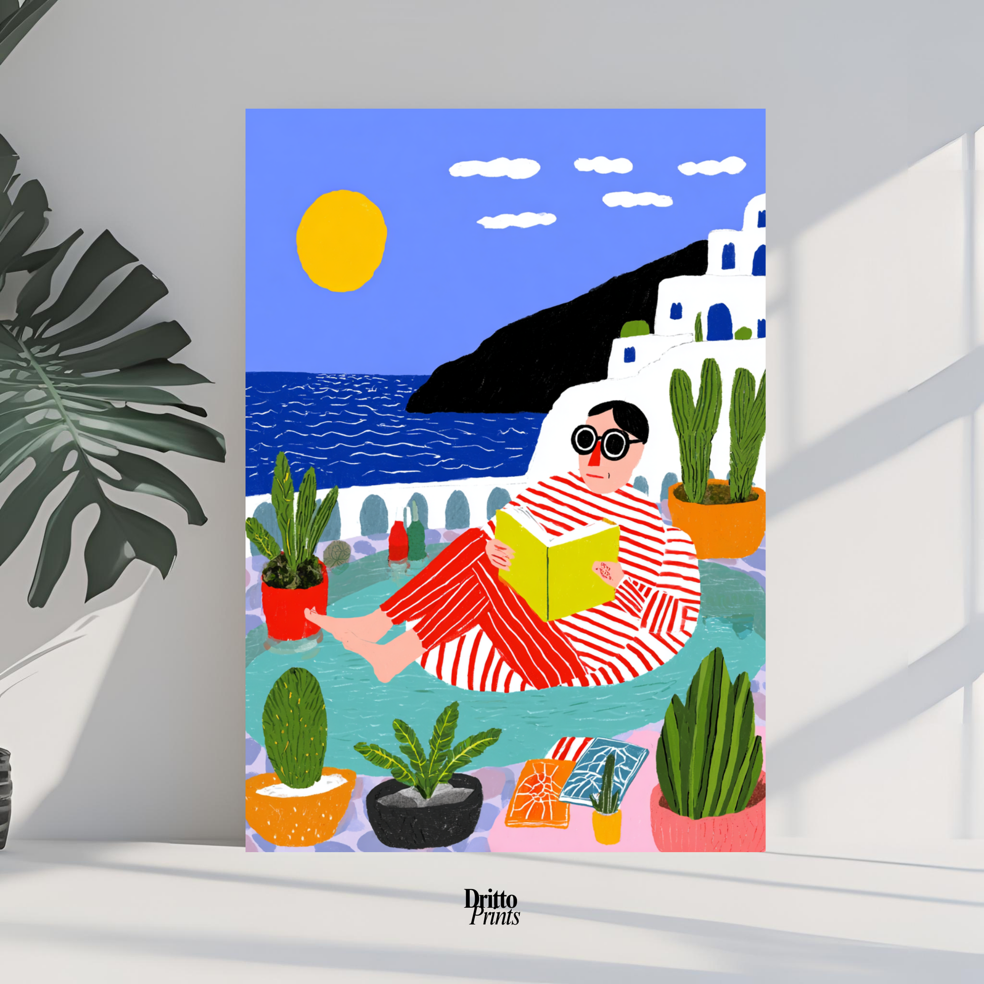 (PD38) Morning Glow at the Villa – 1980s Poolside Poster
