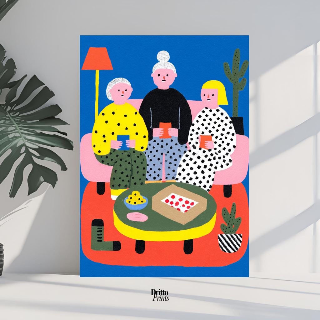 (PD36) Retro Sleepover – Pizza, Batman & 80s Living Room Poster