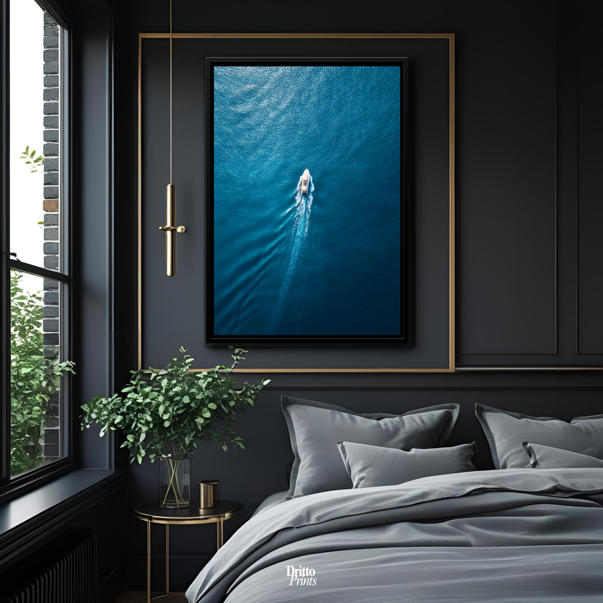 (CF6) Morning Drift Over Blue - Framed canvas