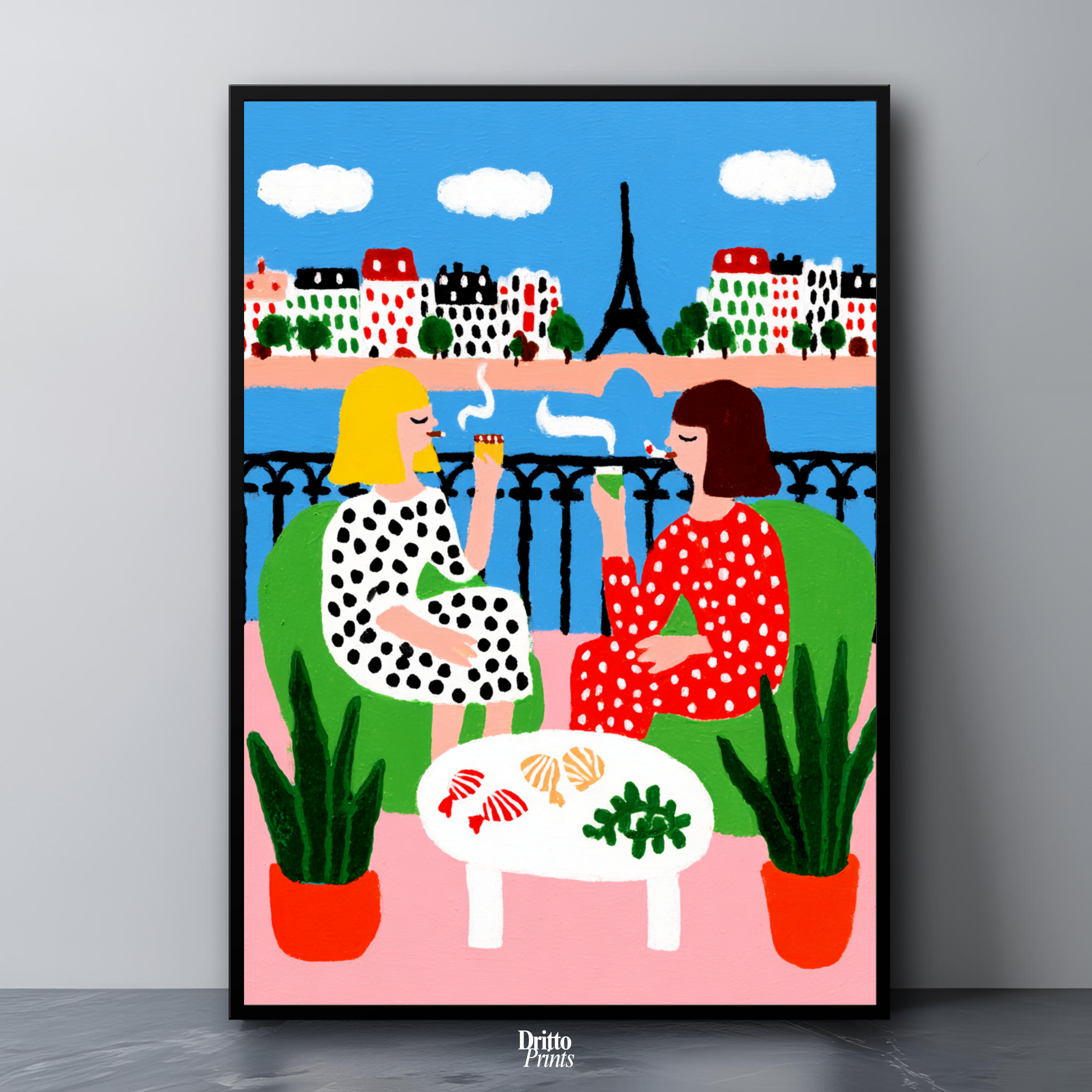 (FD36) Balcony Moments in Paris – Matisse Style Framed Matte Paper Poster