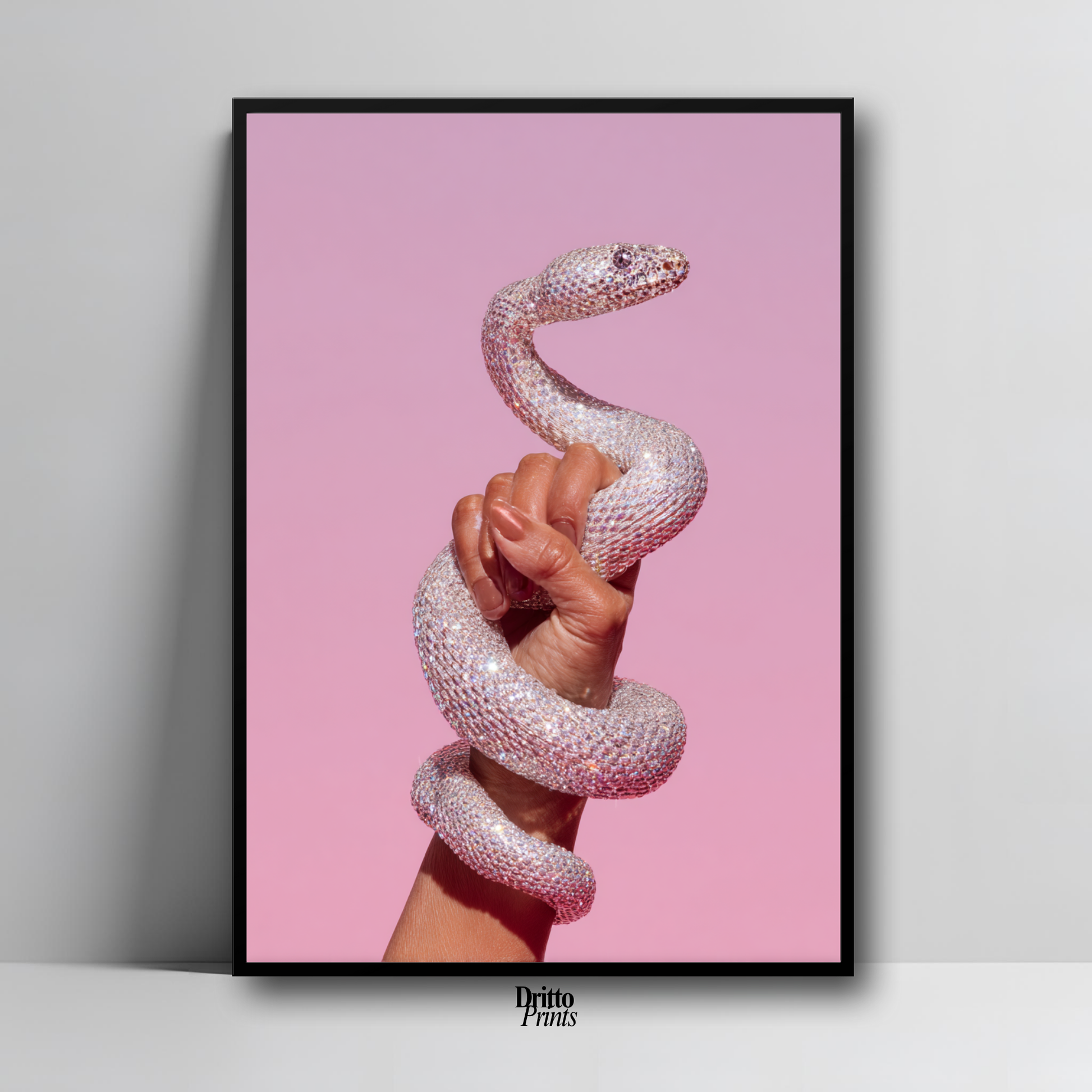 (FD31) Diamond Serpent in Her Hand - Framed matte paper poster