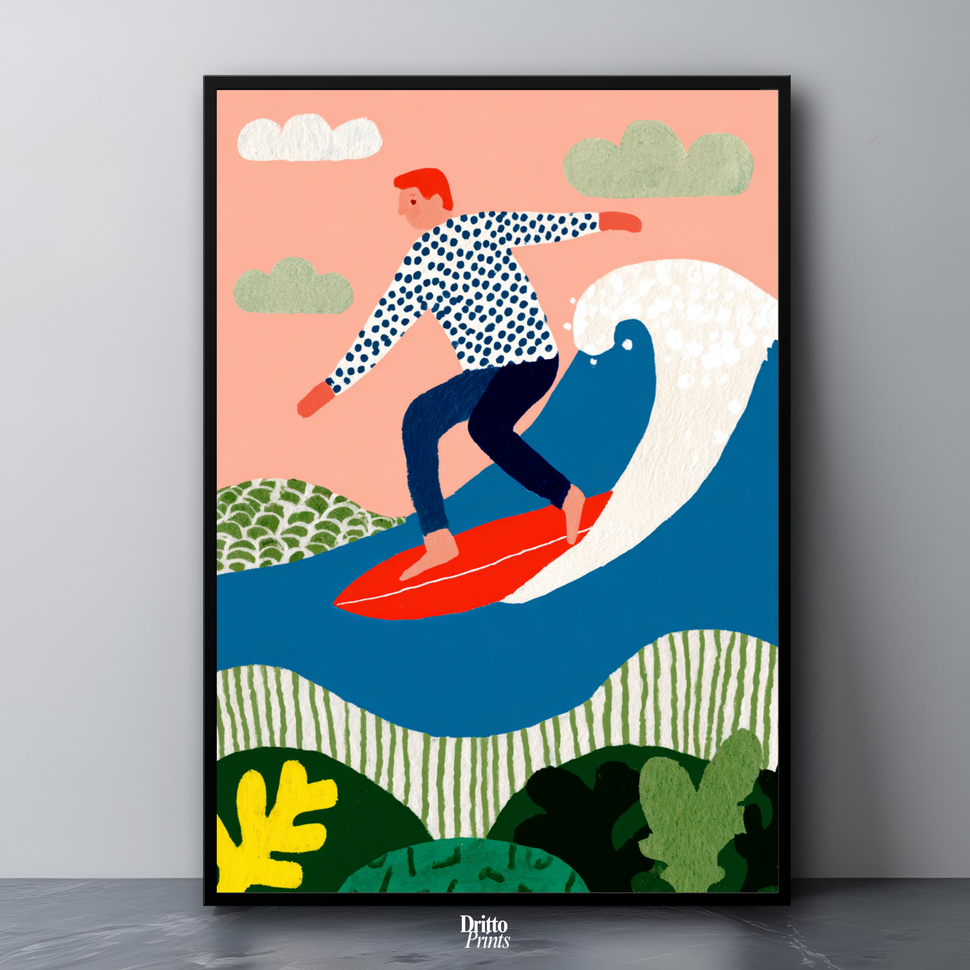 (FD39) Big Wave Ride – Framed matte paper poster