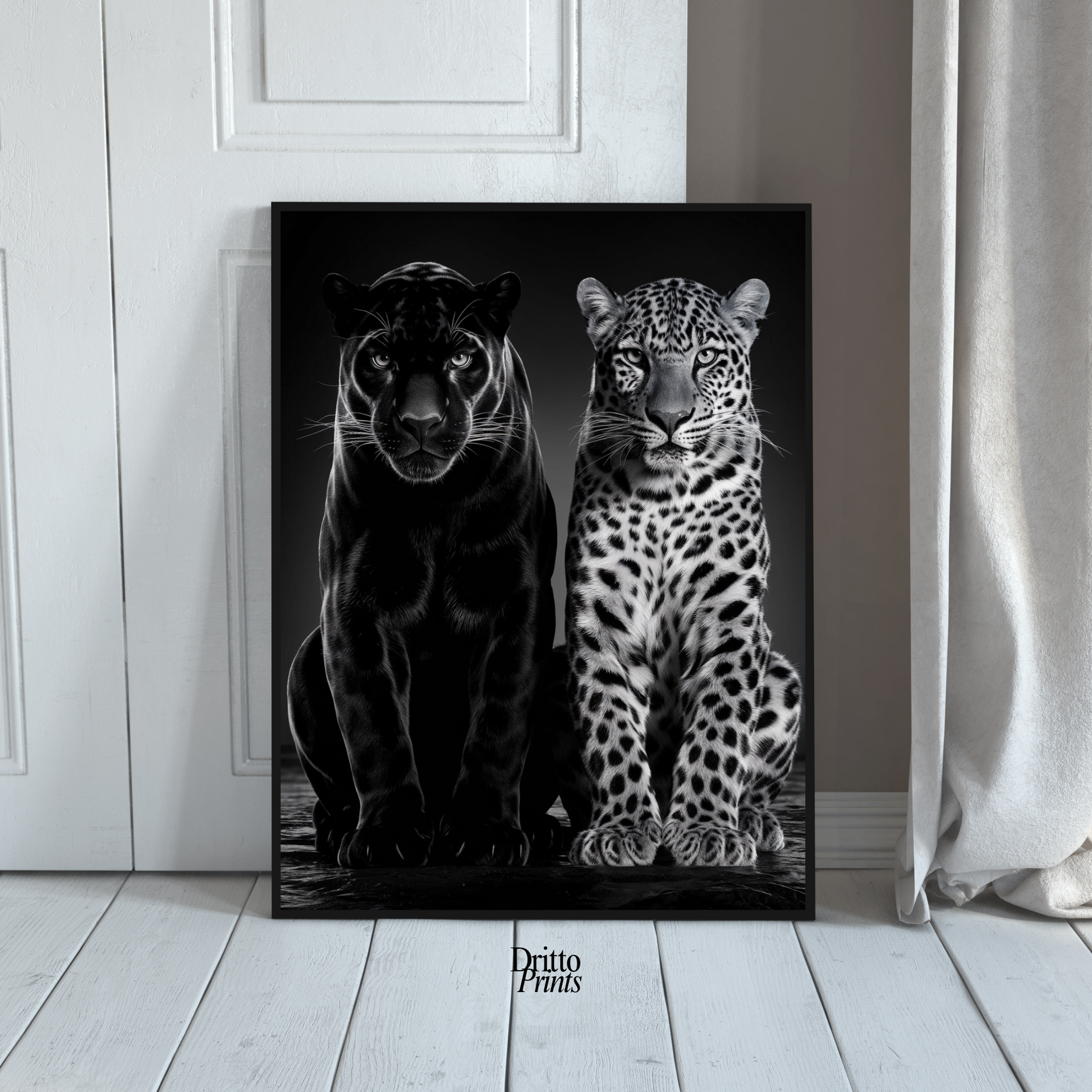 (FD5) Black Panther and Leopard – Silent Royals Framed matte paper poster