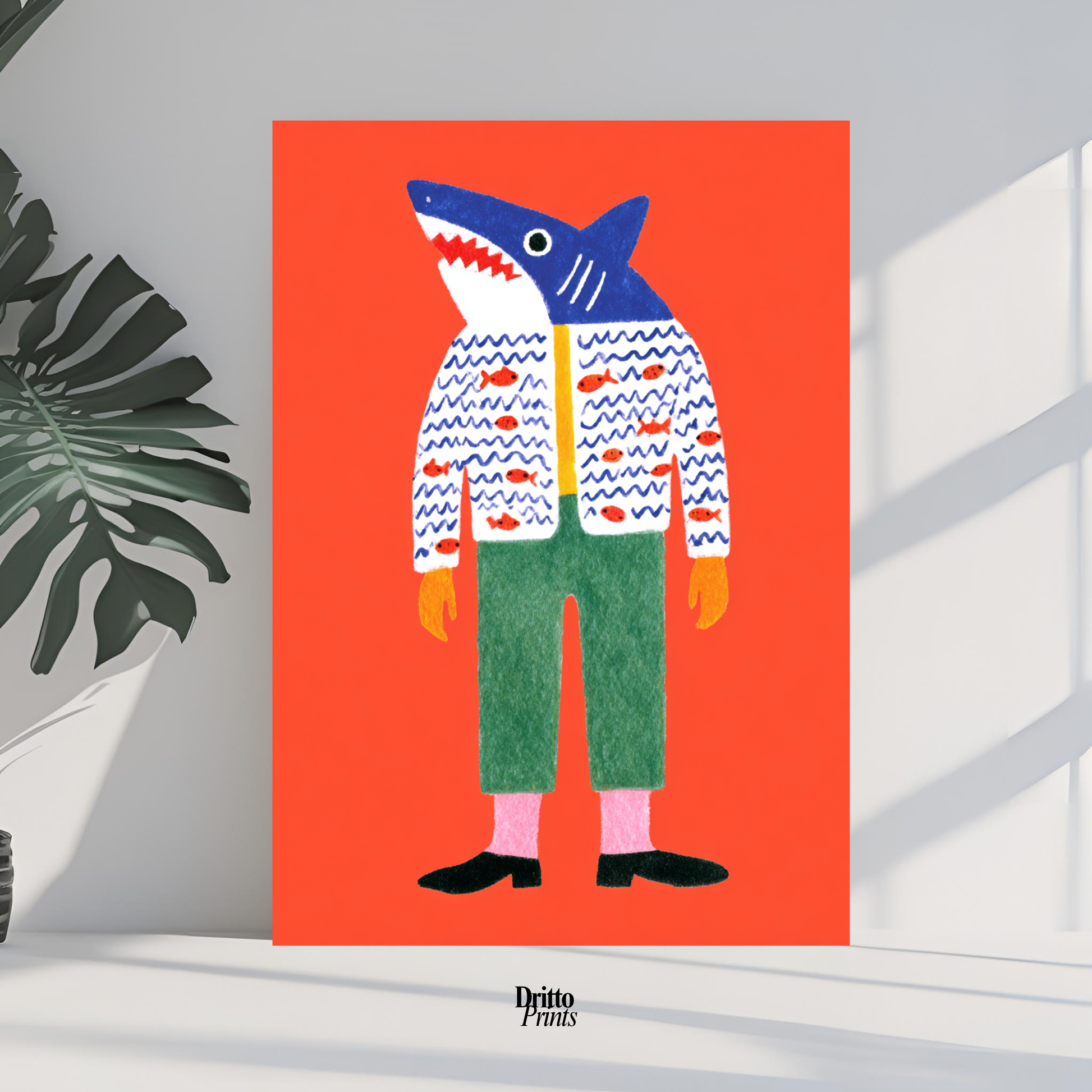 (PD33) Cyber Predator – High-Tech Shark Mask Poster