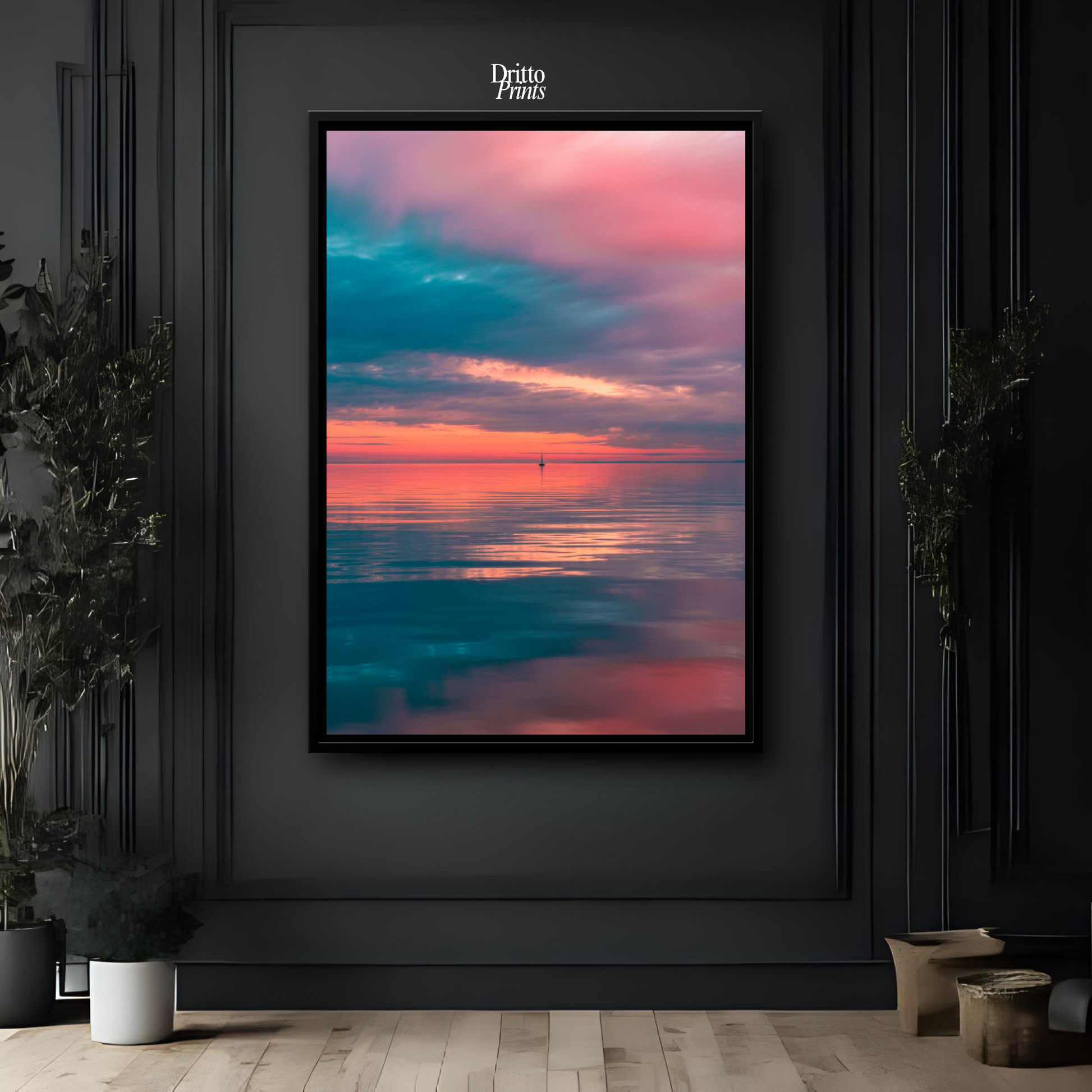 (CF4) Tranquil Neon Dawn - Framed canvas