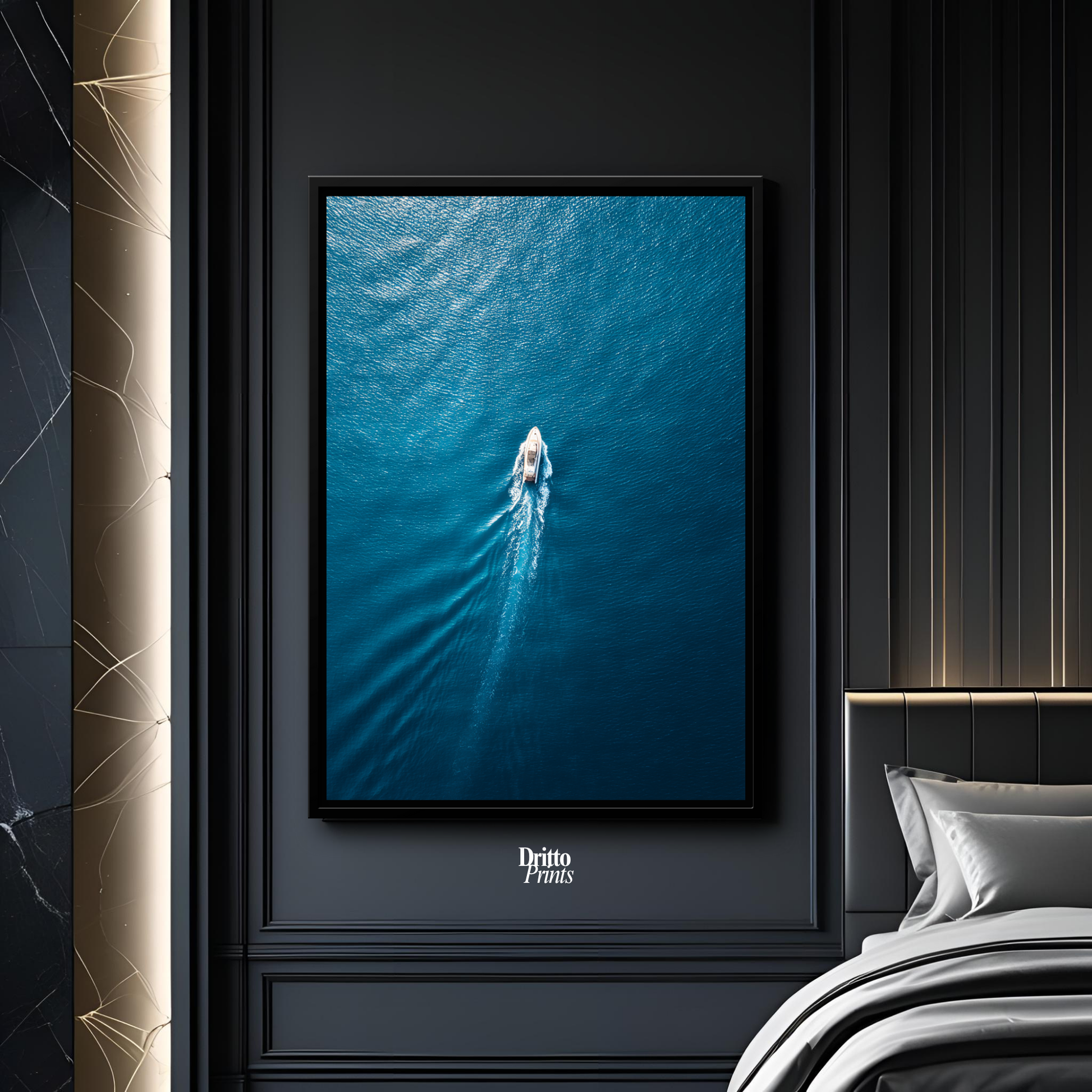 (CF6) Morning Drift Over Blue - Framed canvas