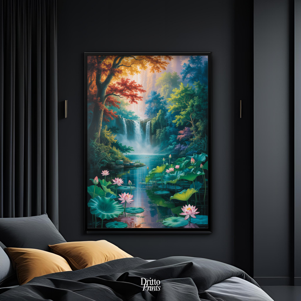 (FD26) Dream of the Lotus Falls - Framed matte paper poster