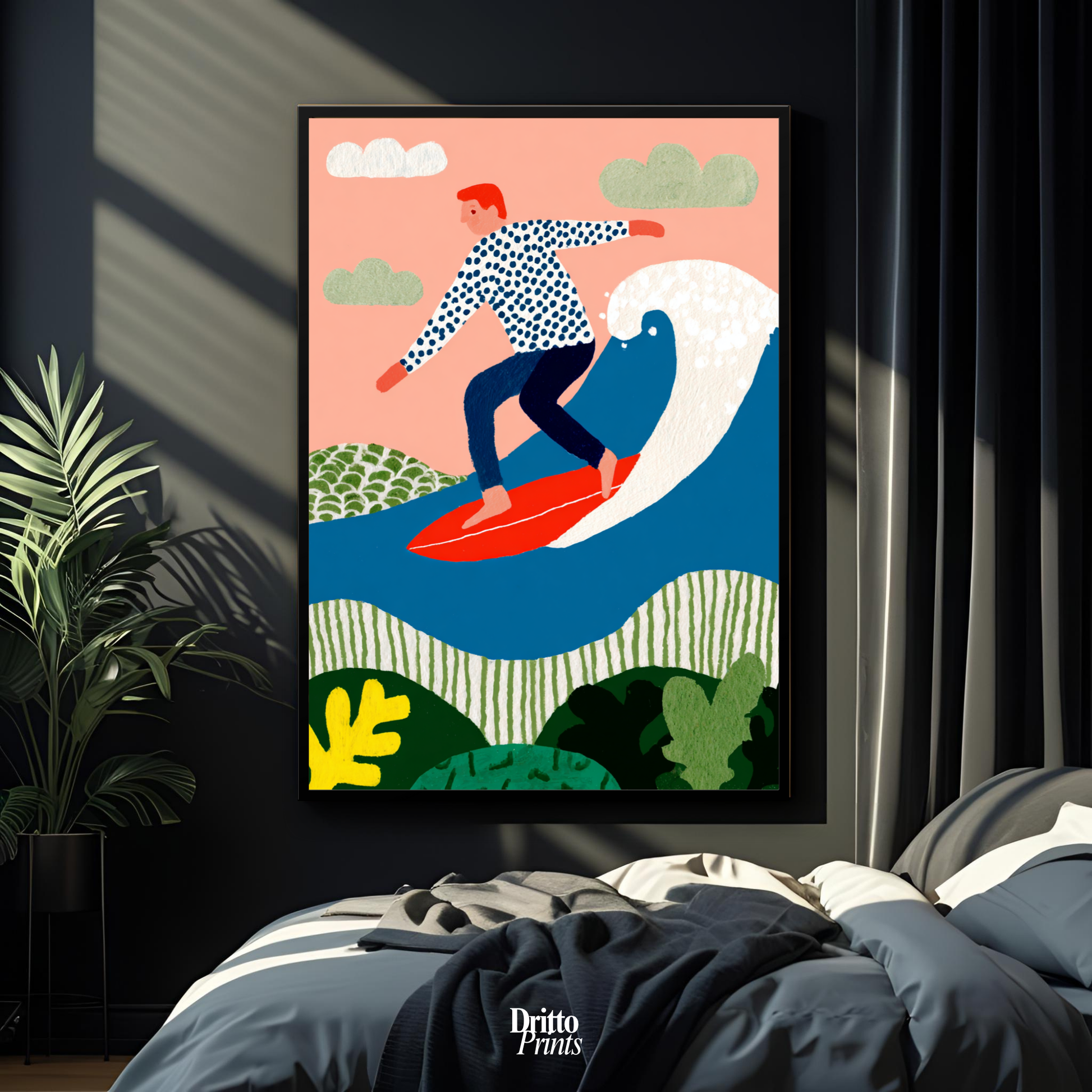 (FD39) Big Wave Ride – Framed matte paper poster
