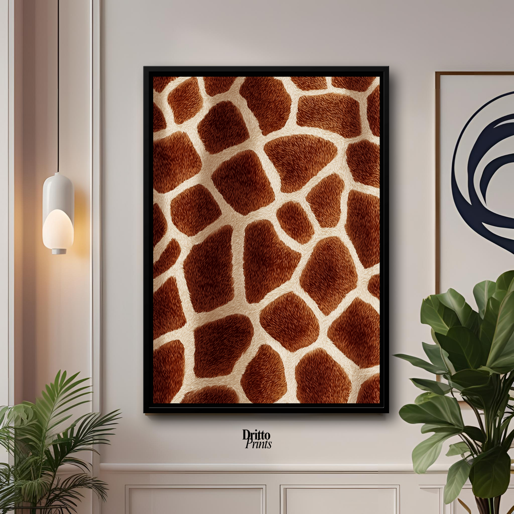(CF7) Giraffe Stripes Skin Pattern - Framed canvas