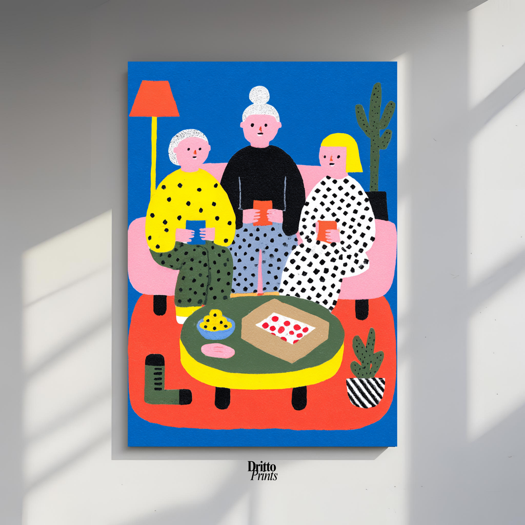 (PD36) Retro Sleepover – Pizza, Batman & 80s Living Room Poster