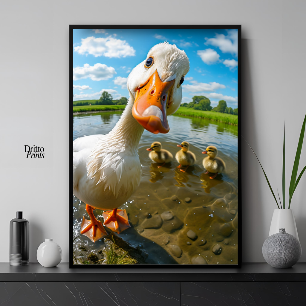 (FD15) Duck, Duck... Hello! - Framed matte paper poster