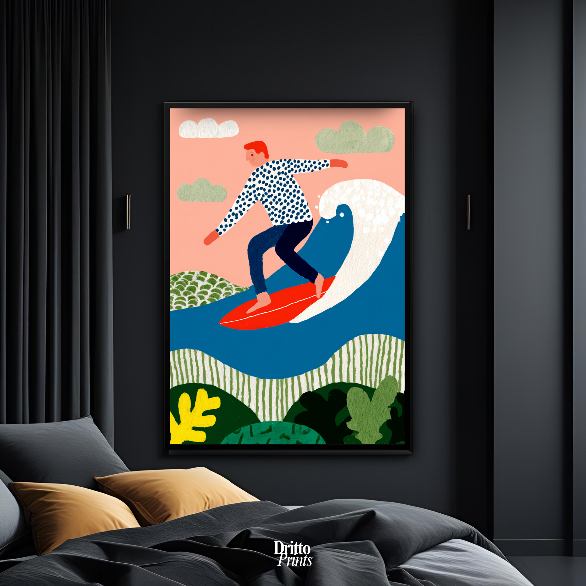 (FD39) Big Wave Ride – Framed matte paper poster