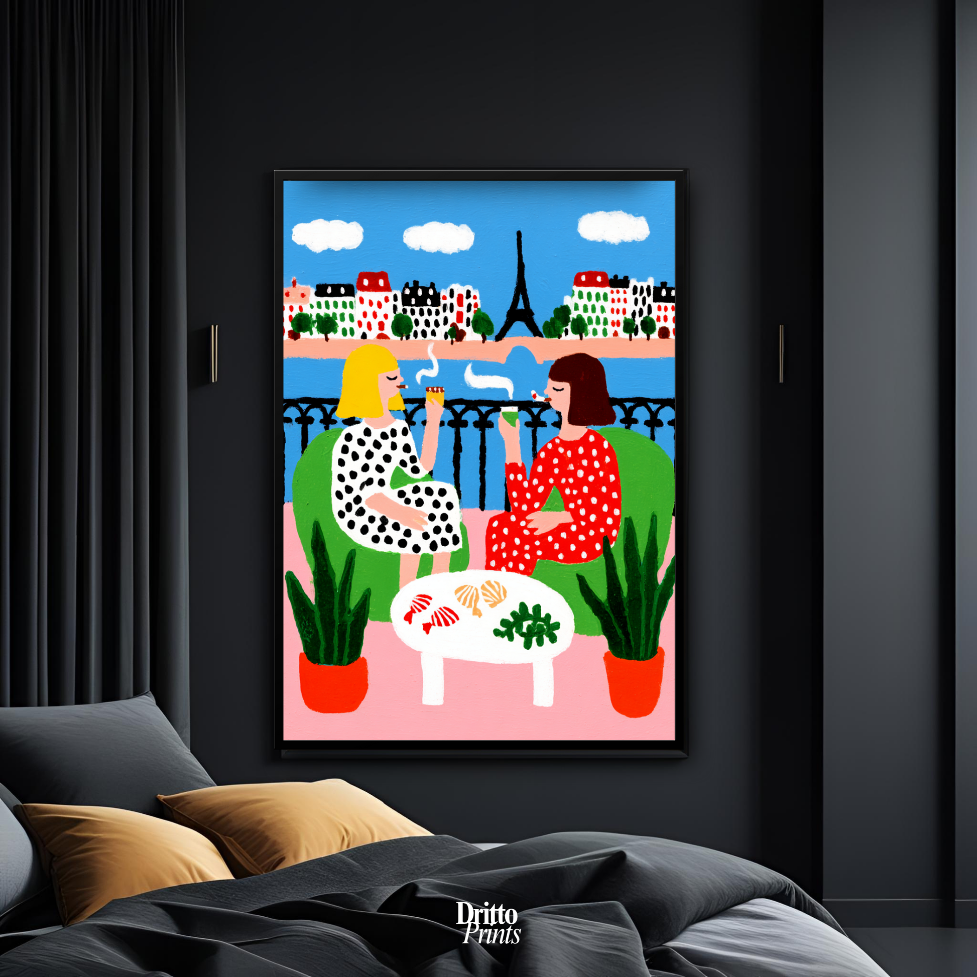 (FD36) Balcony Moments in Paris – Matisse Style Framed Matte Paper Poster