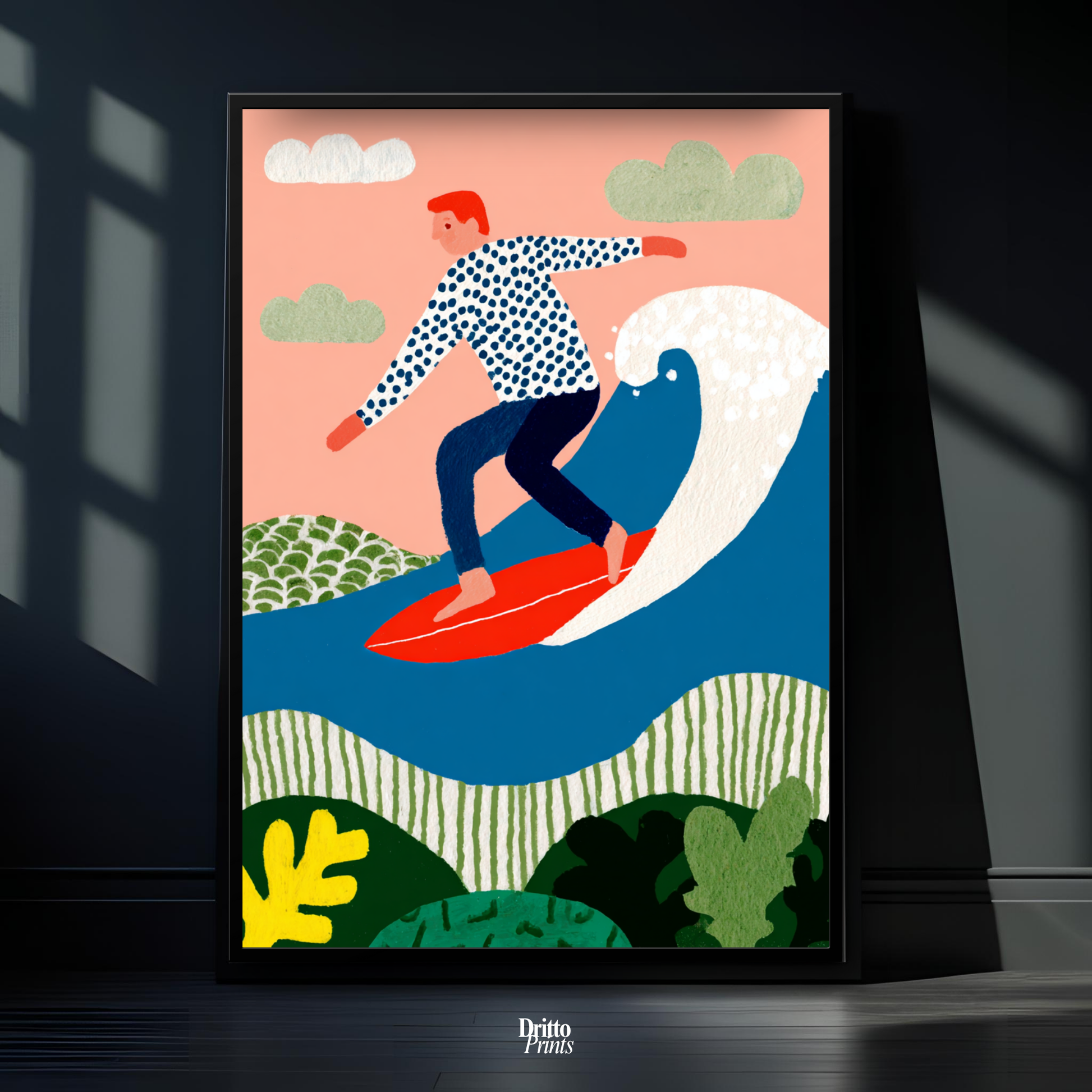 (FD39) Big Wave Ride – Framed matte paper poster