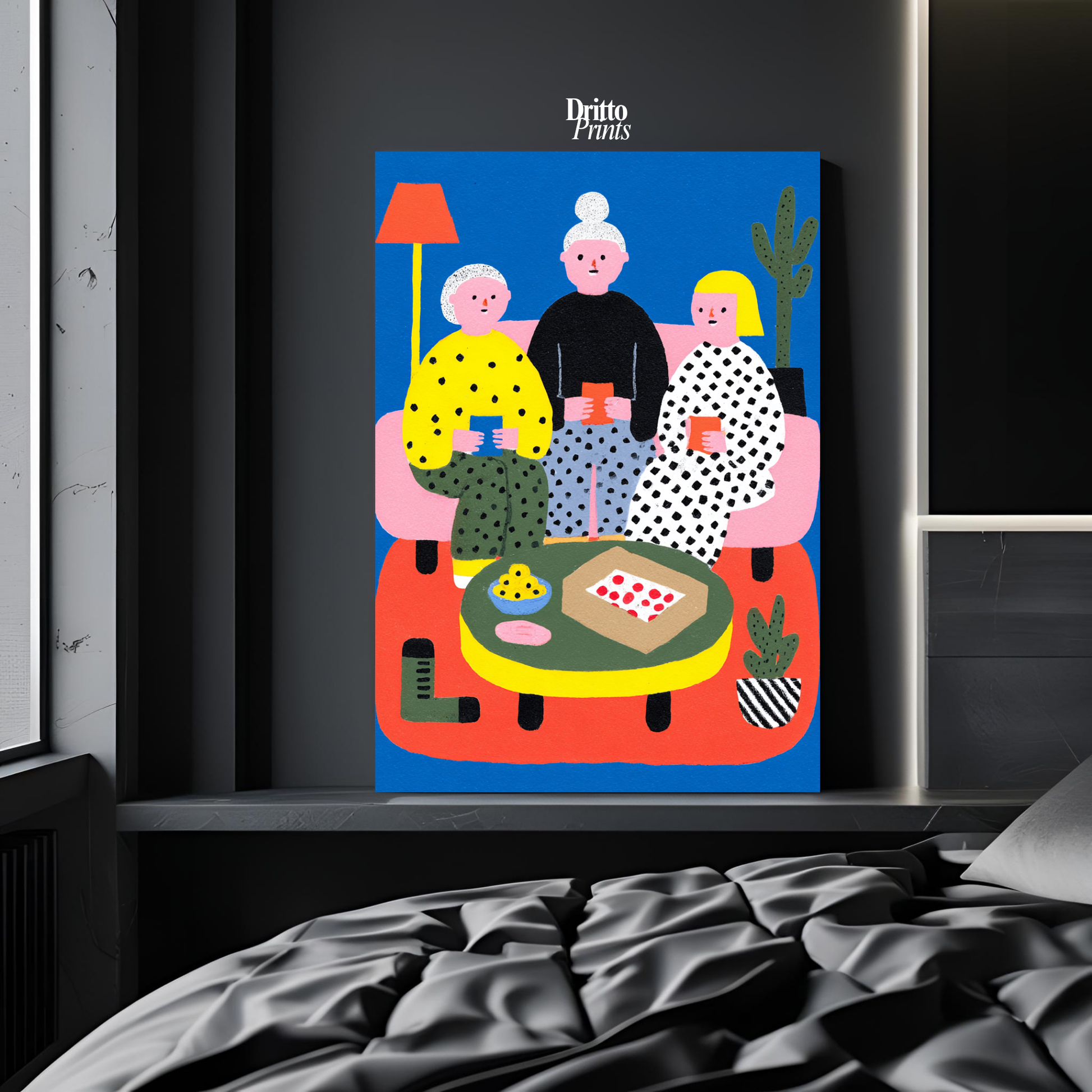(PD36) Retro Sleepover – Pizza, Batman & 80s Living Room Poster