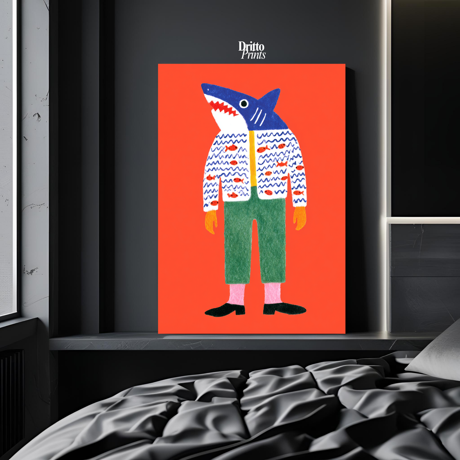 (PD33) Cyber Predator – High-Tech Shark Mask Poster