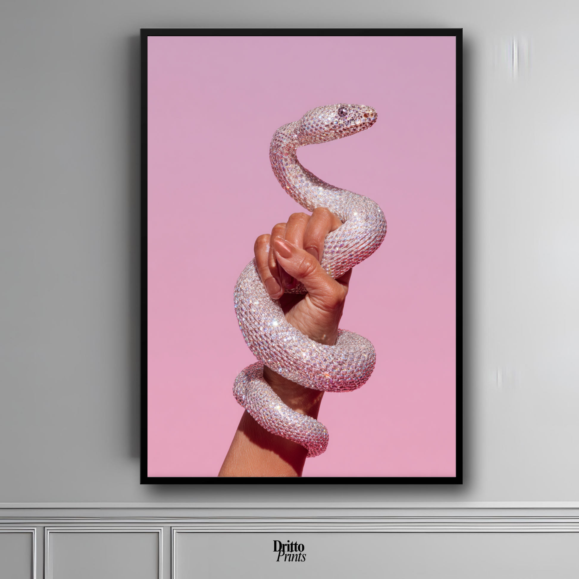 (FD31) Diamond Serpent in Her Hand - Framed matte paper poster