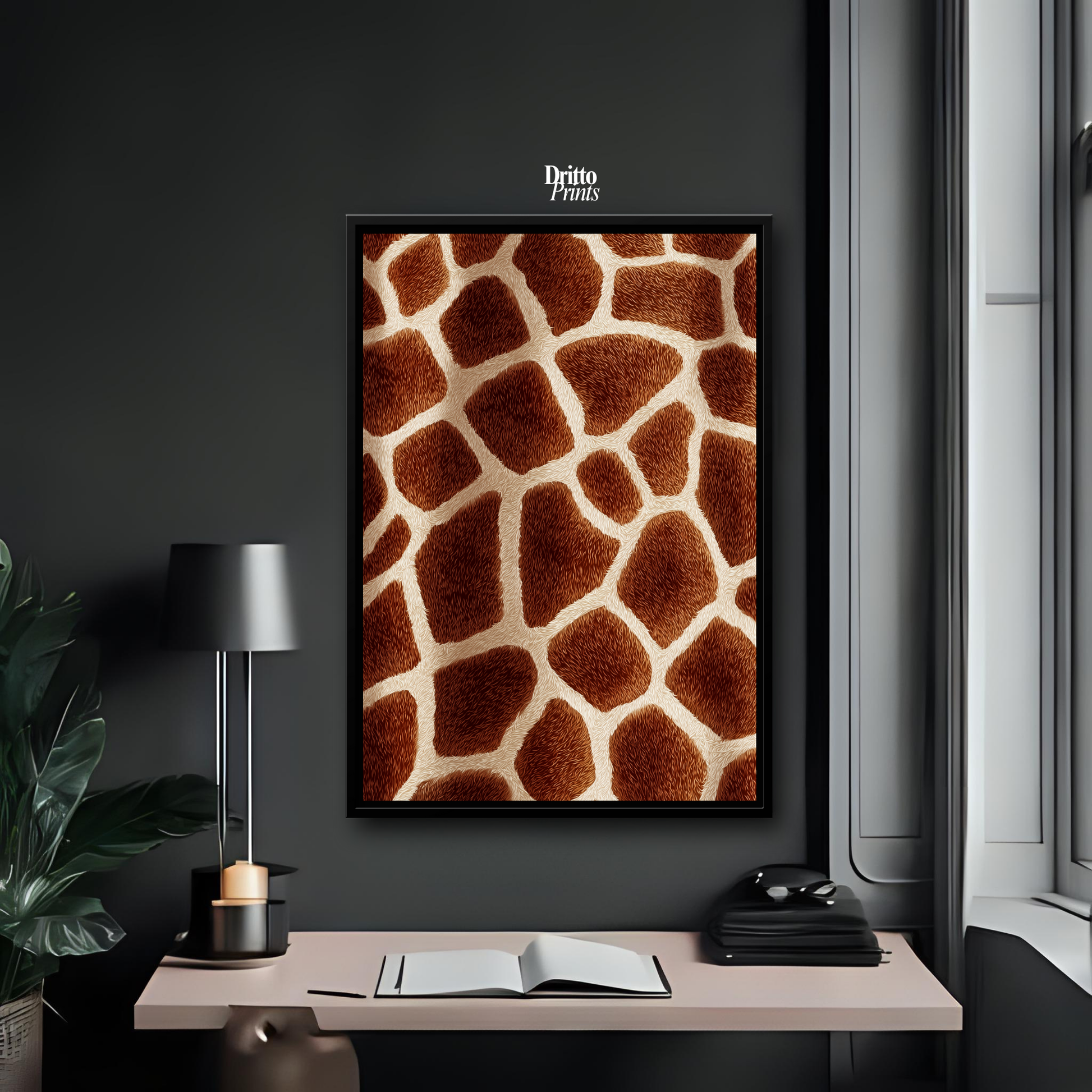 (CF7) Giraffe Stripes Skin Pattern - Framed canvas