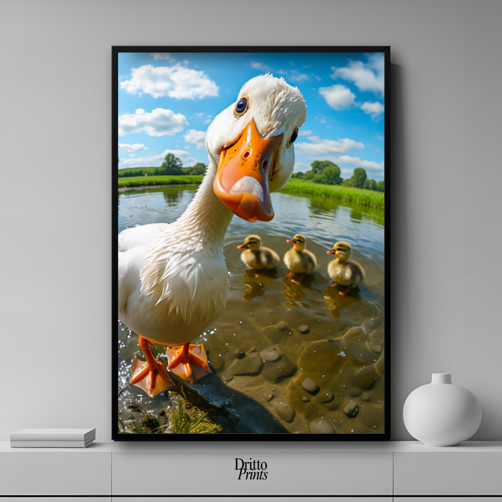 (FD15) Duck, Duck... Hello! - Framed matte paper poster
