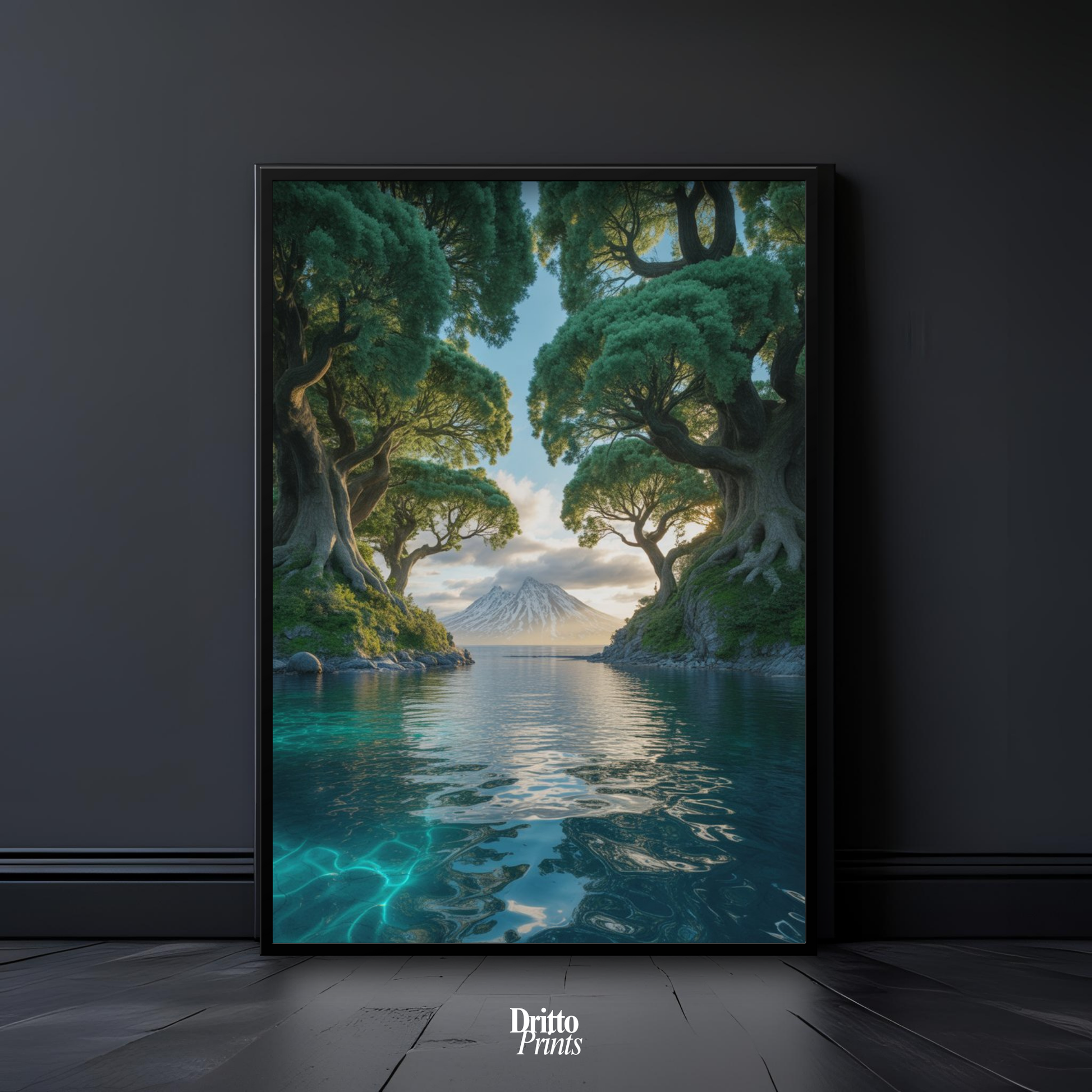 (FD28) Serene Forest & Sea - Framed matte paper poster