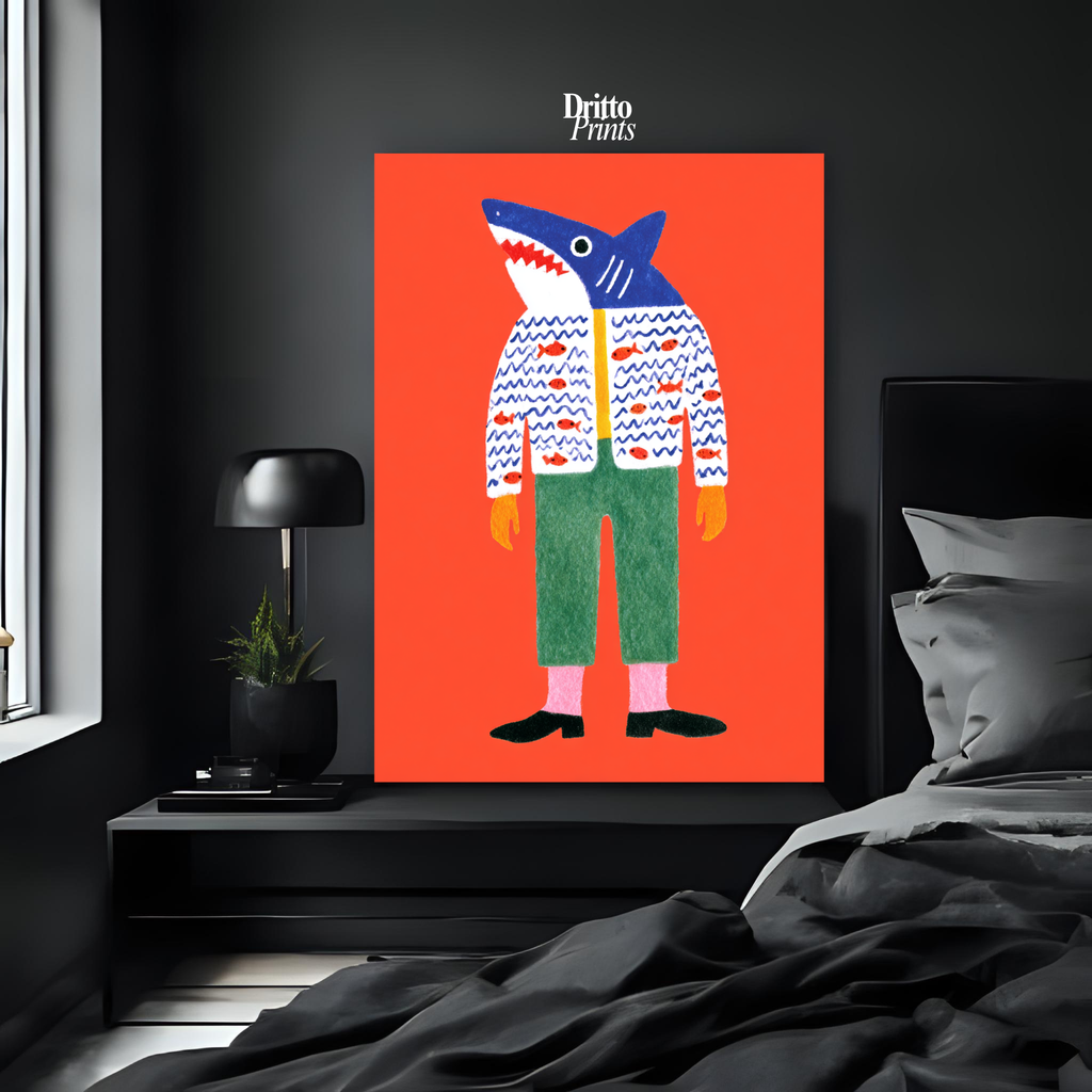 (PD33) Cyber Predator – High-Tech Shark Mask Poster