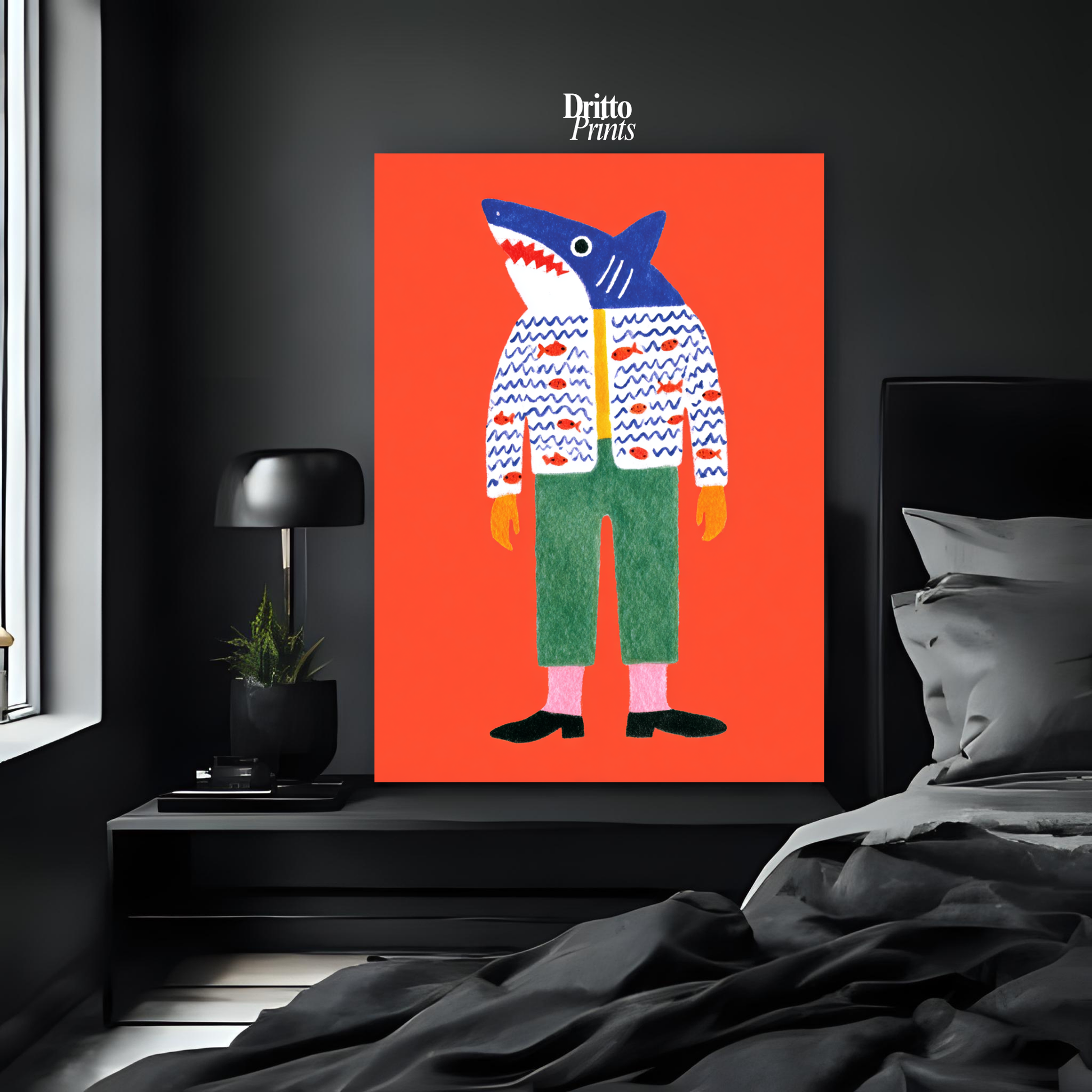 (PD33) Cyber Predator – High-Tech Shark Mask Poster