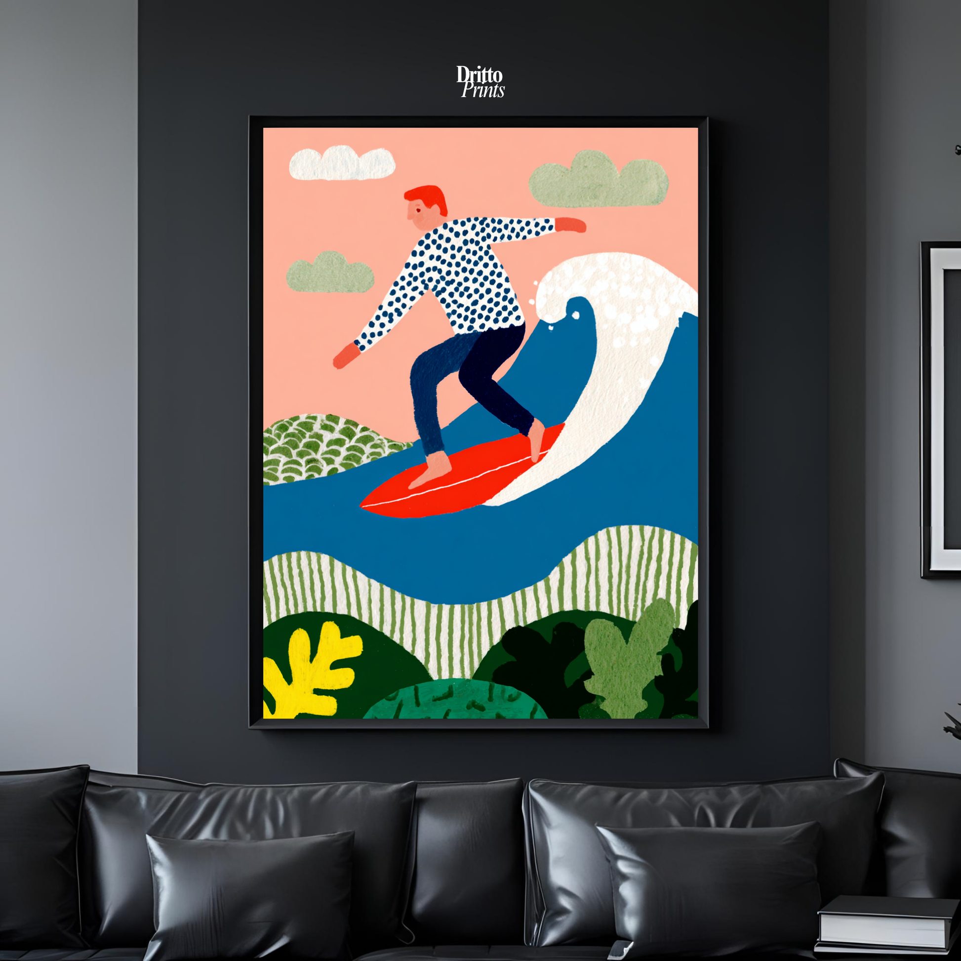 (FD39) Big Wave Ride – Framed matte paper poster
