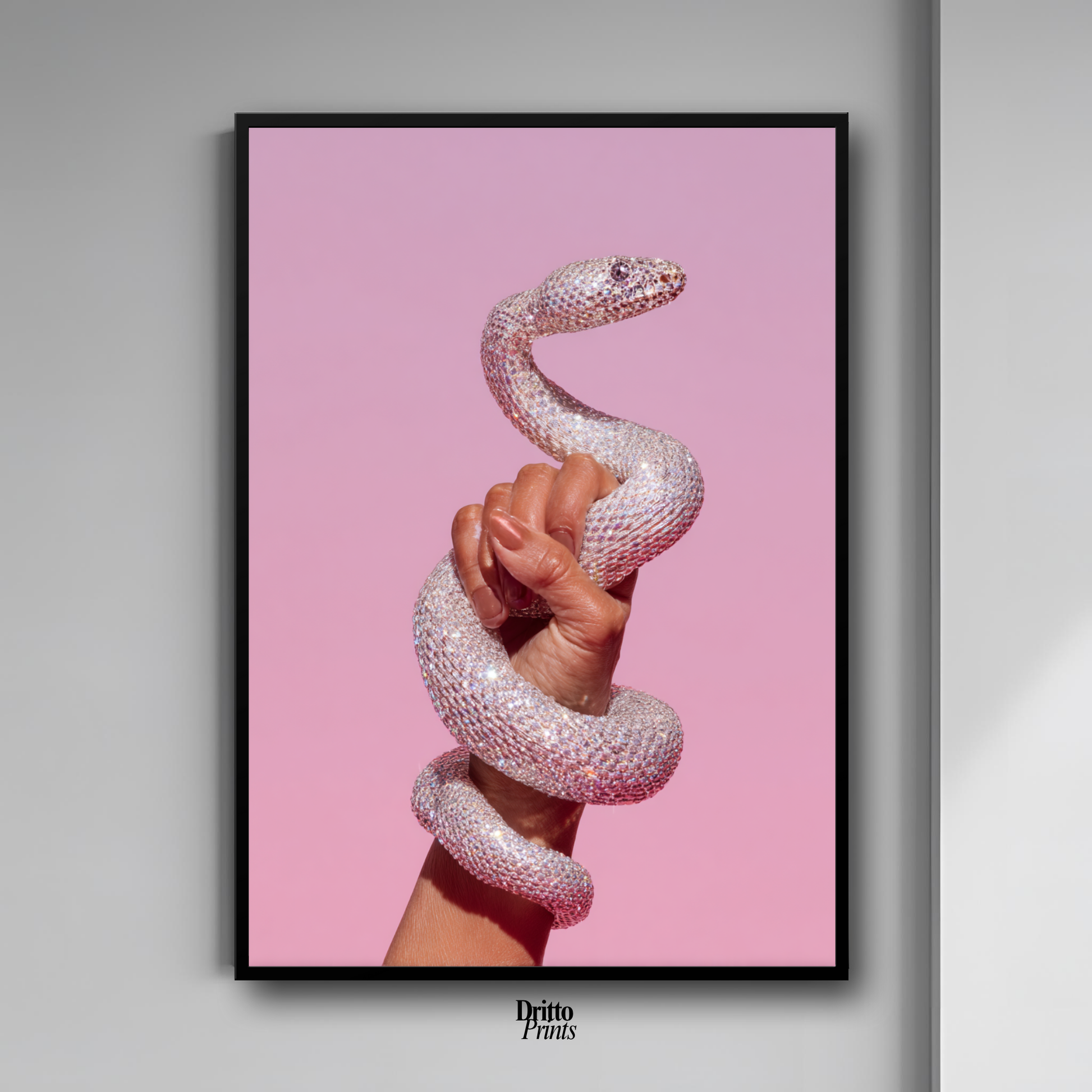 (FD31) Diamond Serpent in Her Hand - Framed matte paper poster