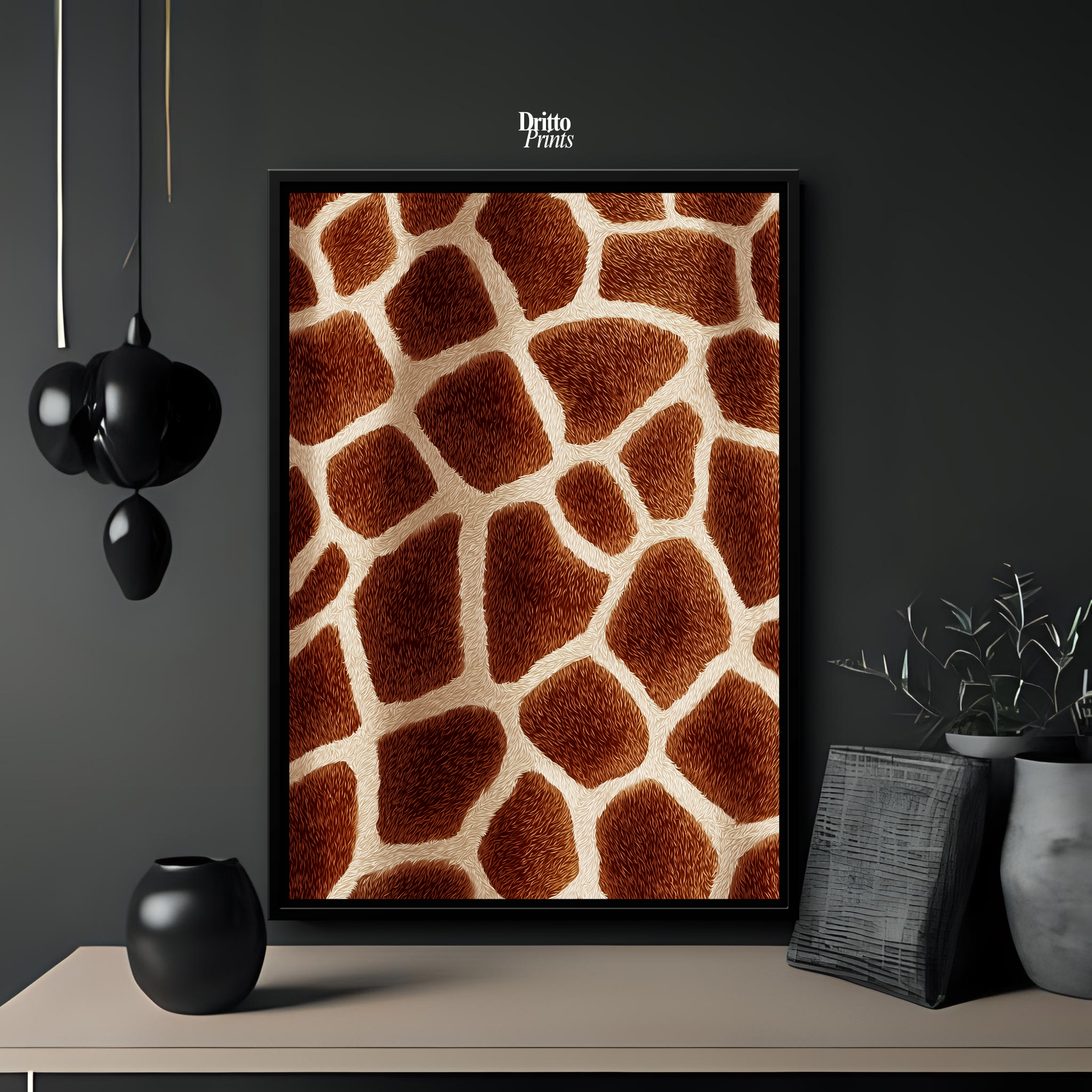 (CF7) Giraffe Stripes Skin Pattern - Framed canvas