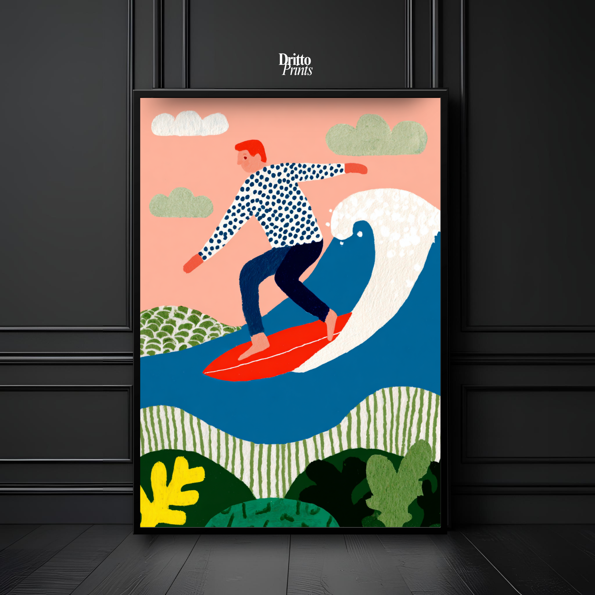 (FD39) Big Wave Ride – Framed matte paper poster
