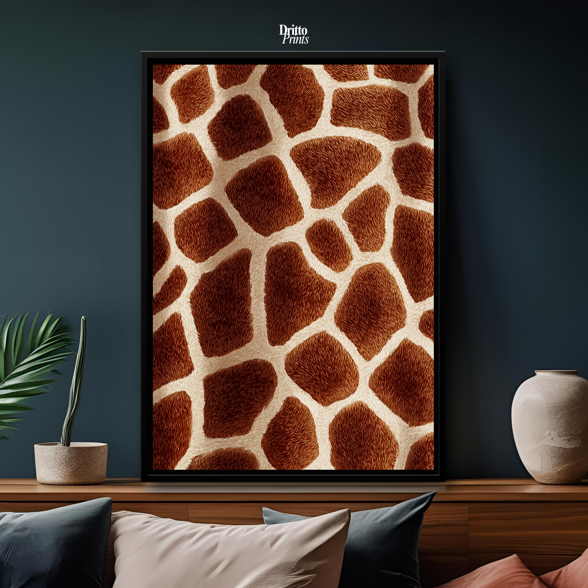 (CF7) Giraffe Stripes Skin Pattern - Framed canvas