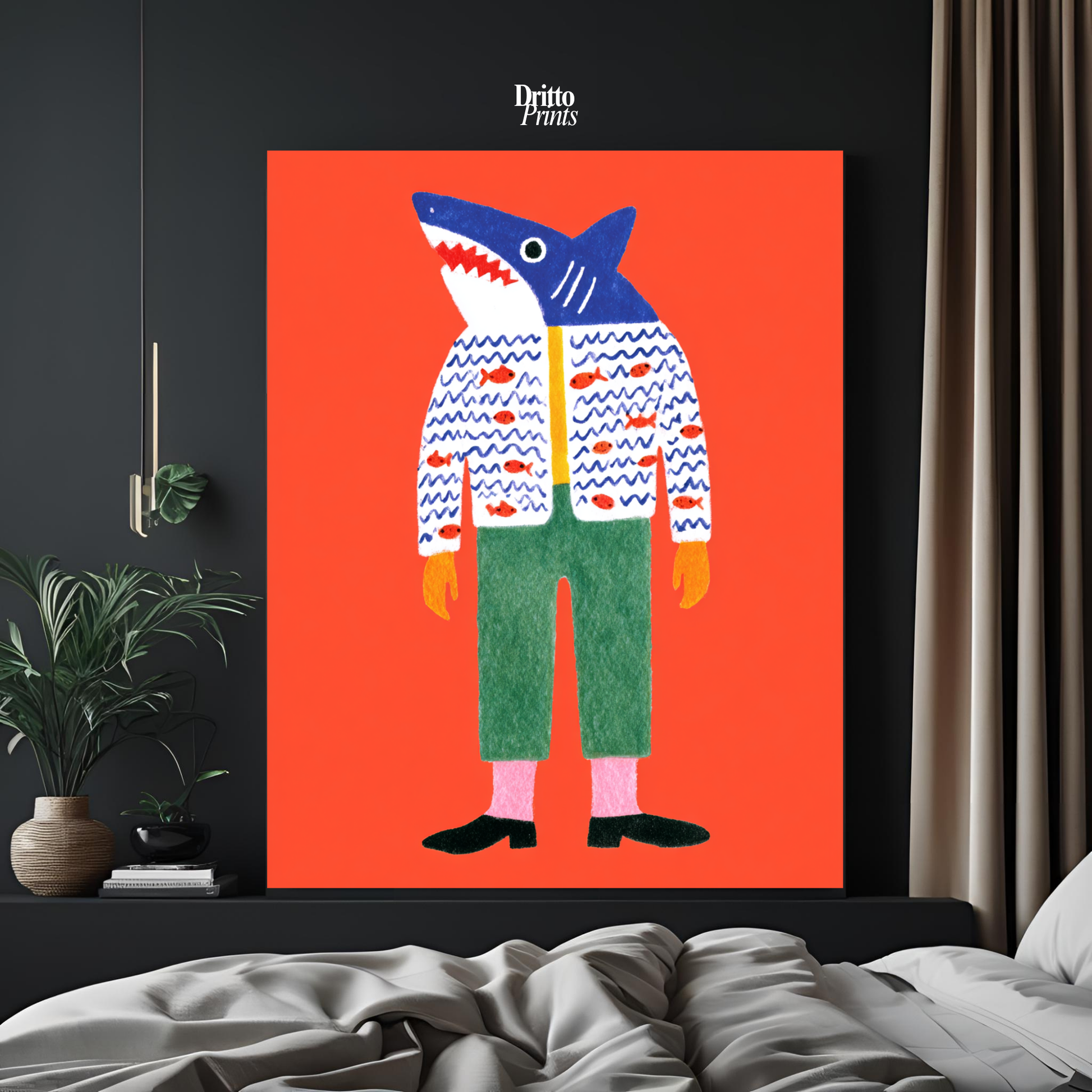 (PD33) Cyber Predator – High-Tech Shark Mask Poster