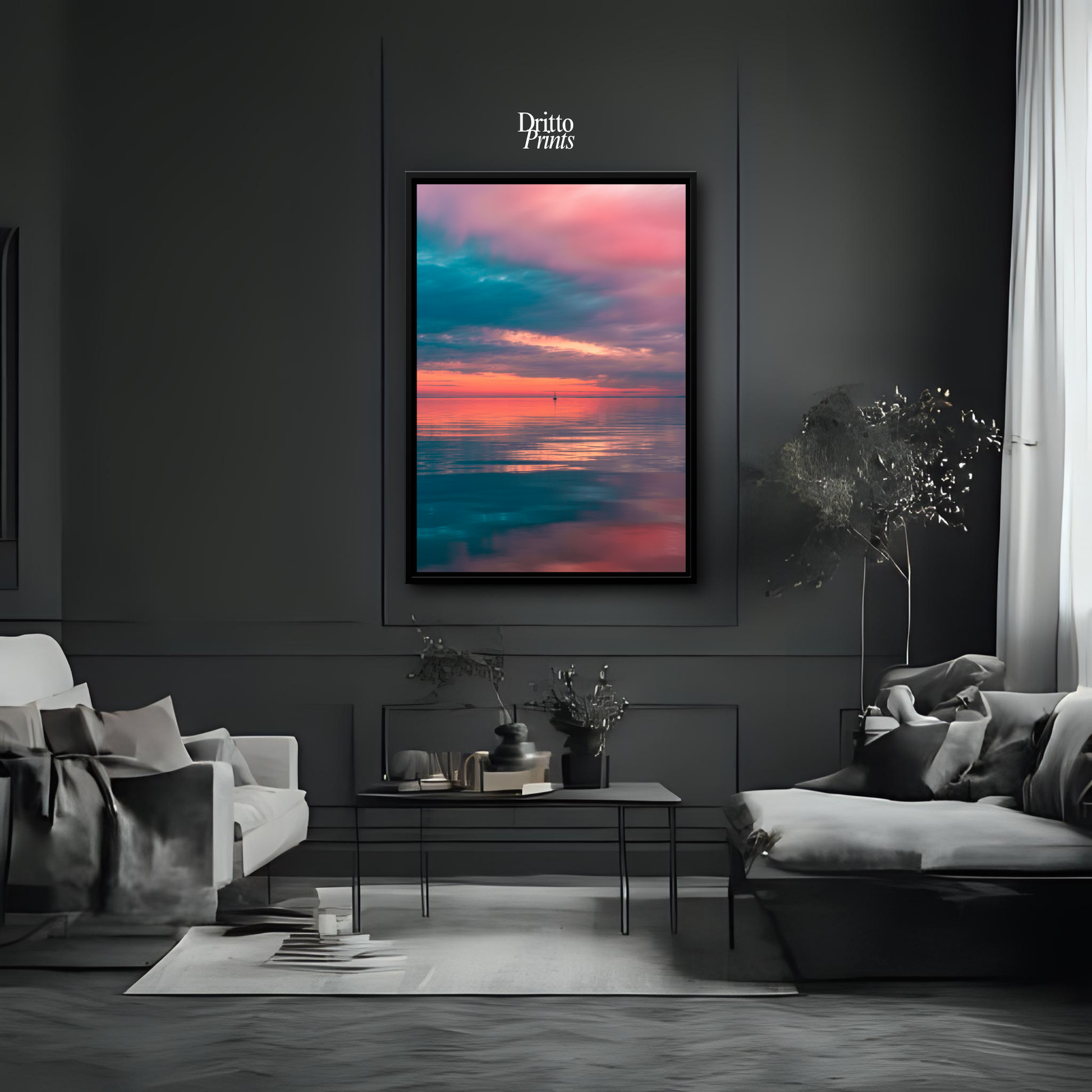 (CF4) Tranquil Neon Dawn - Framed canvas