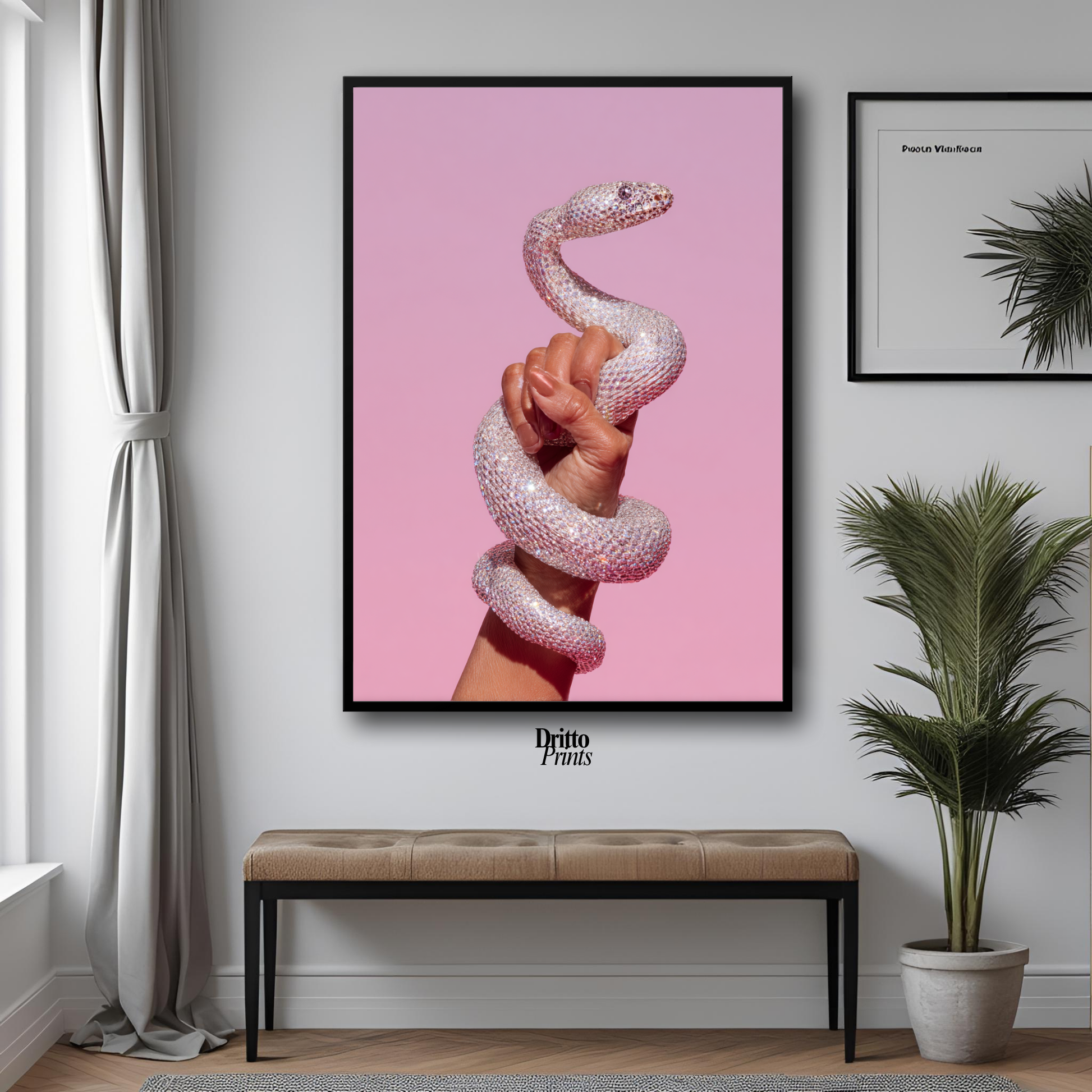 (FD31) Diamond Serpent in Her Hand - Framed matte paper poster
