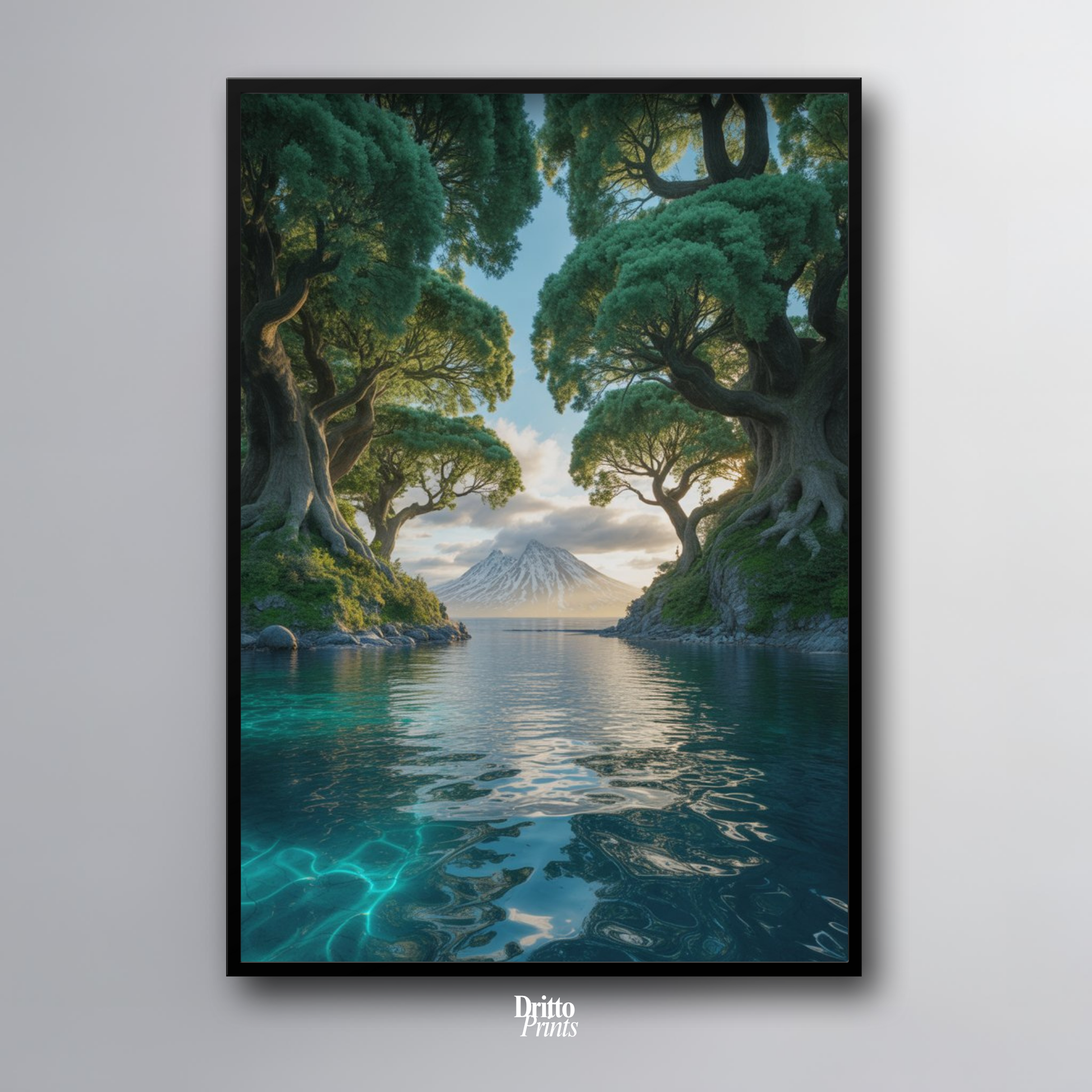 (FD28) Serene Forest & Sea - Framed matte paper poster