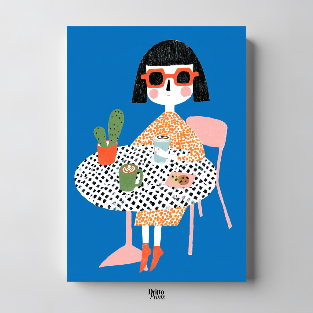 (PD42) Woman At Cafe - Poster